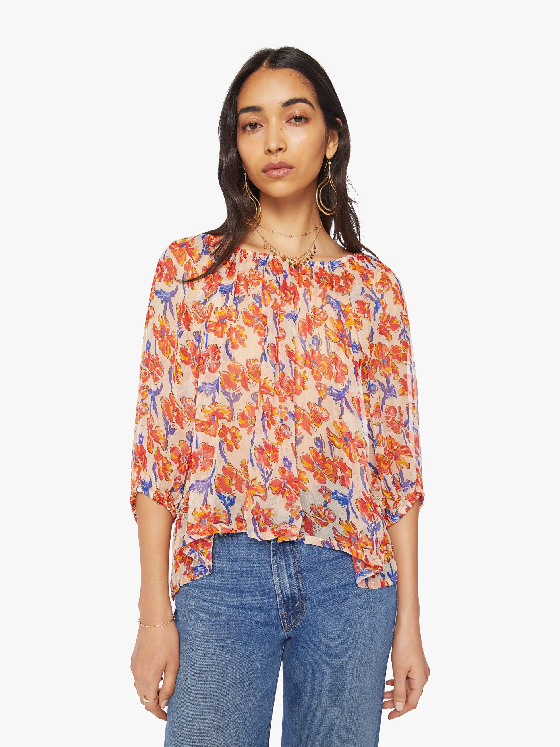 Natalie Martin Ella Top - Water Color Clementine sold by MOTHER