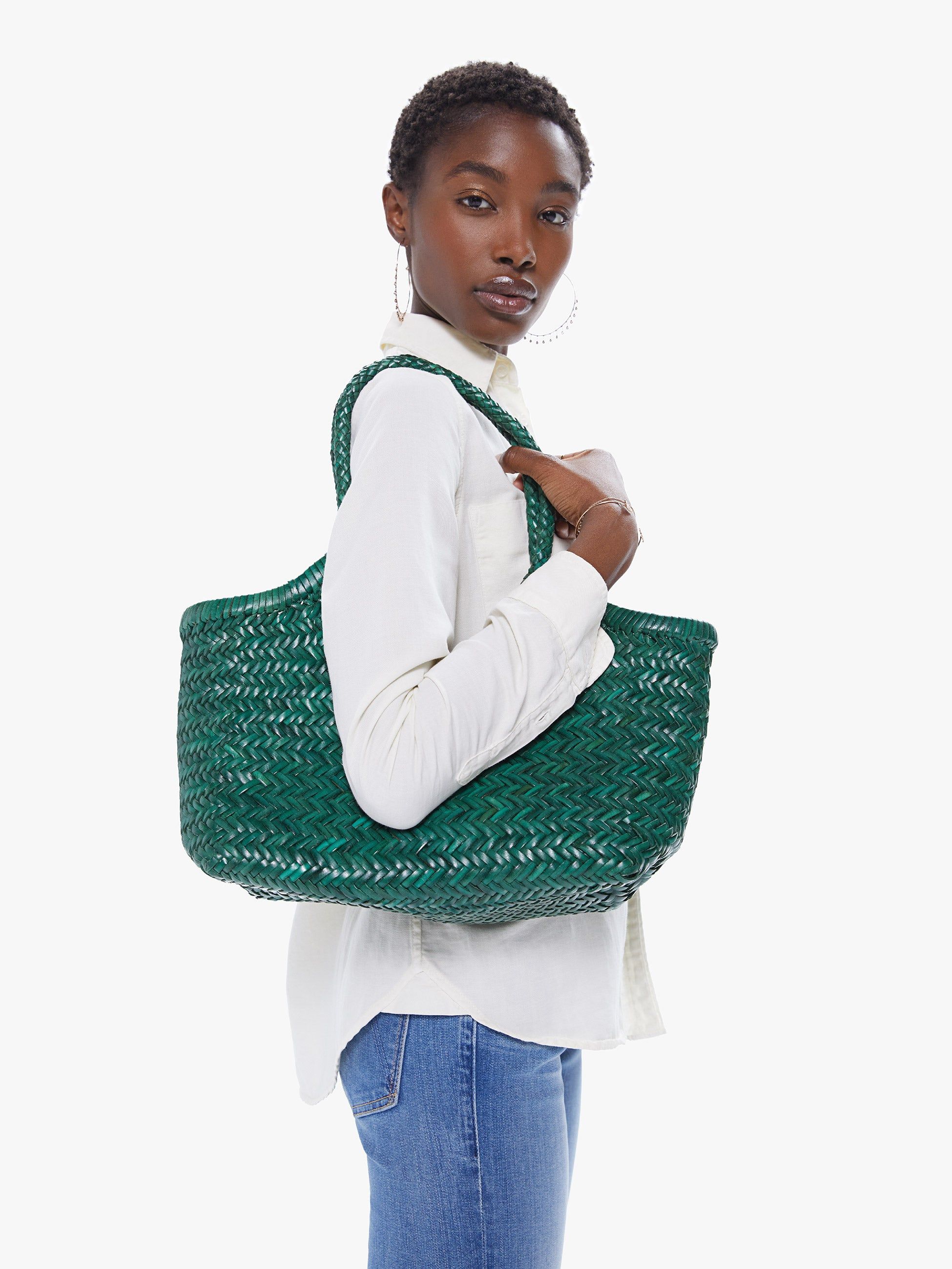 Basket Case Kerala Medium Leather Tote - Forest sold by MOTHER product image thumbnail 2