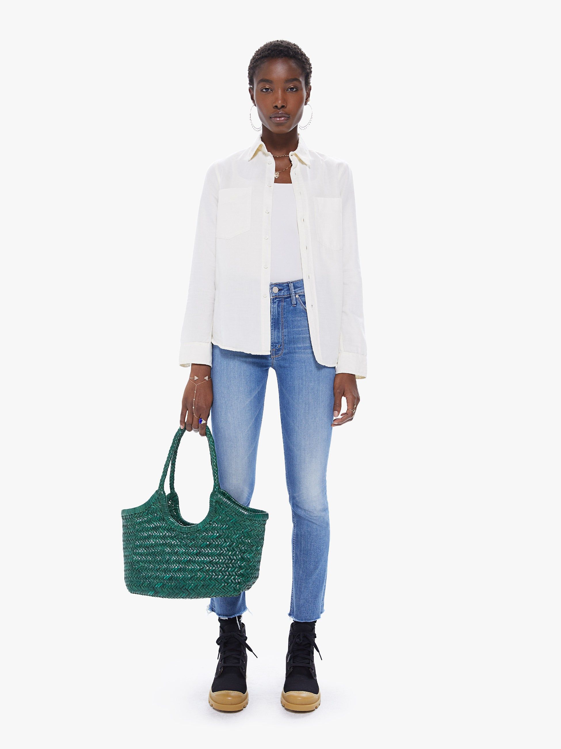 Basket Case Kerala Medium Leather Tote - Forest sold by MOTHER product image thumbnail 3