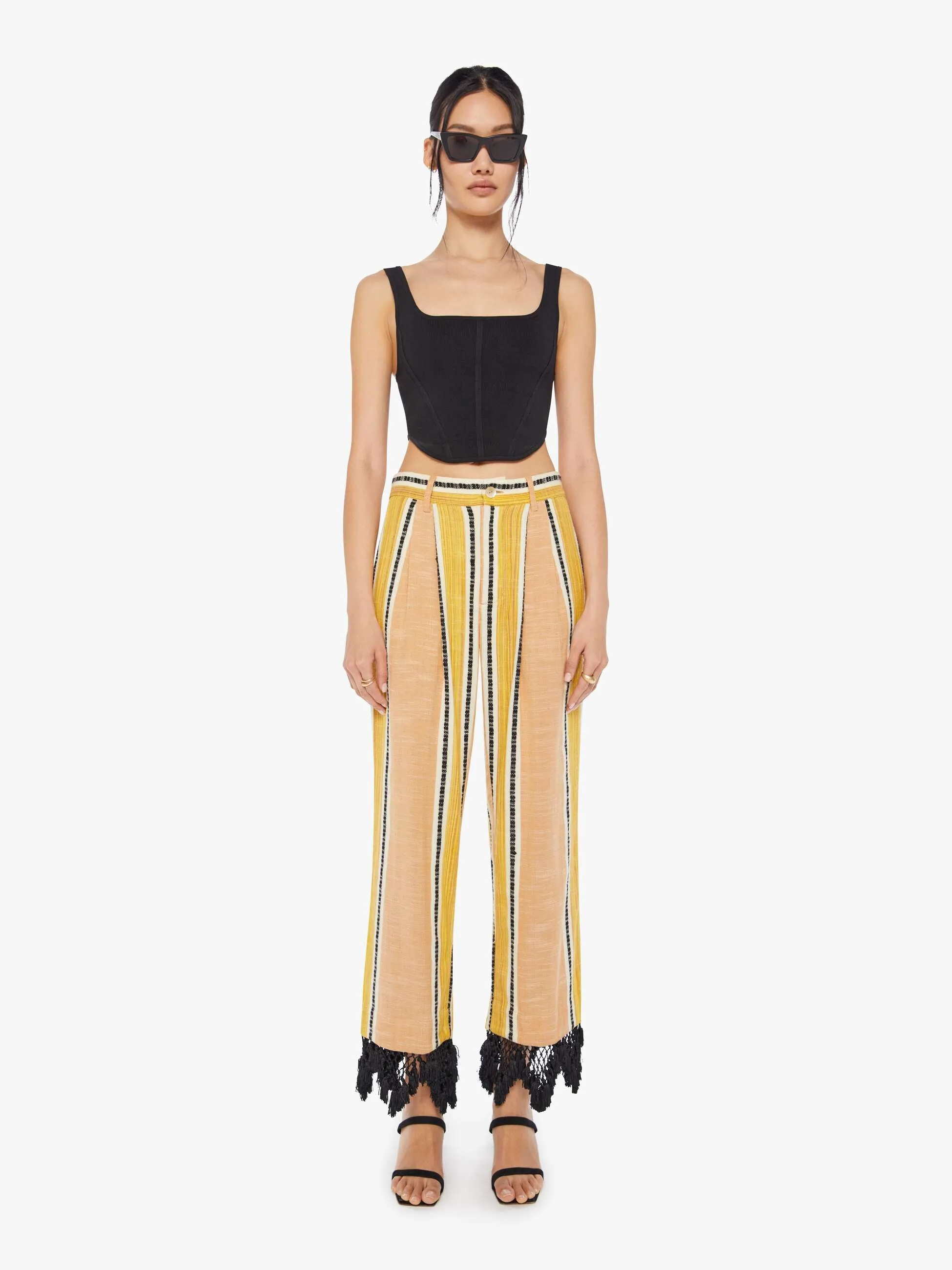Alix Of Bohemia Collete Stripe Fringe Pant - Ivory Sun sold by MOTHER product image thumbnail 2