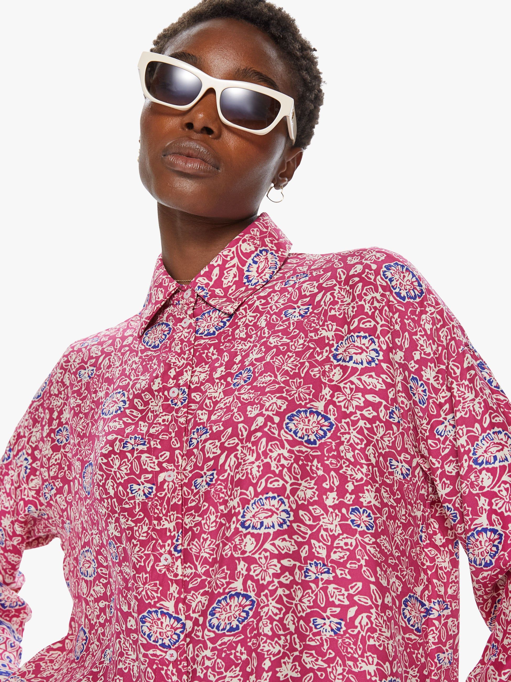 Natalie Martin Jennifer Shirt - Floral Print Lavender sold by MOTHER product image thumbnail 5