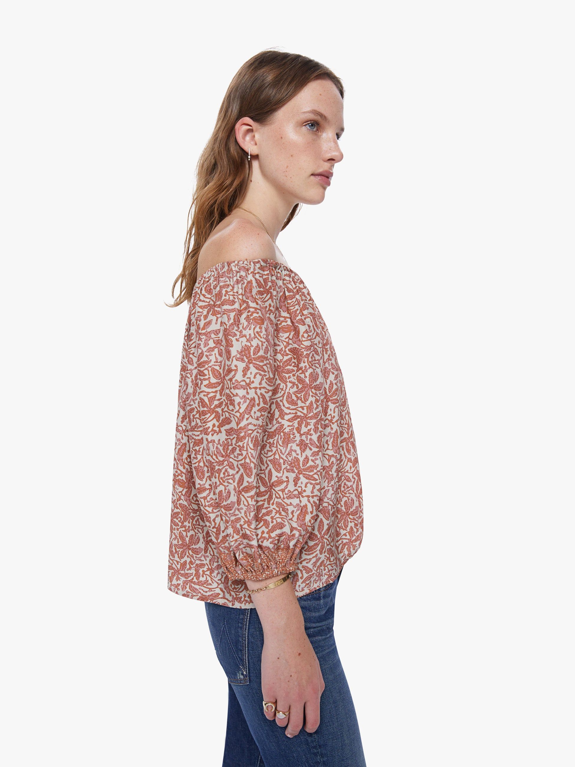Natalie Martin Ella Top - Gloriosa Print Sandstone sold by MOTHER product image thumbnail 3