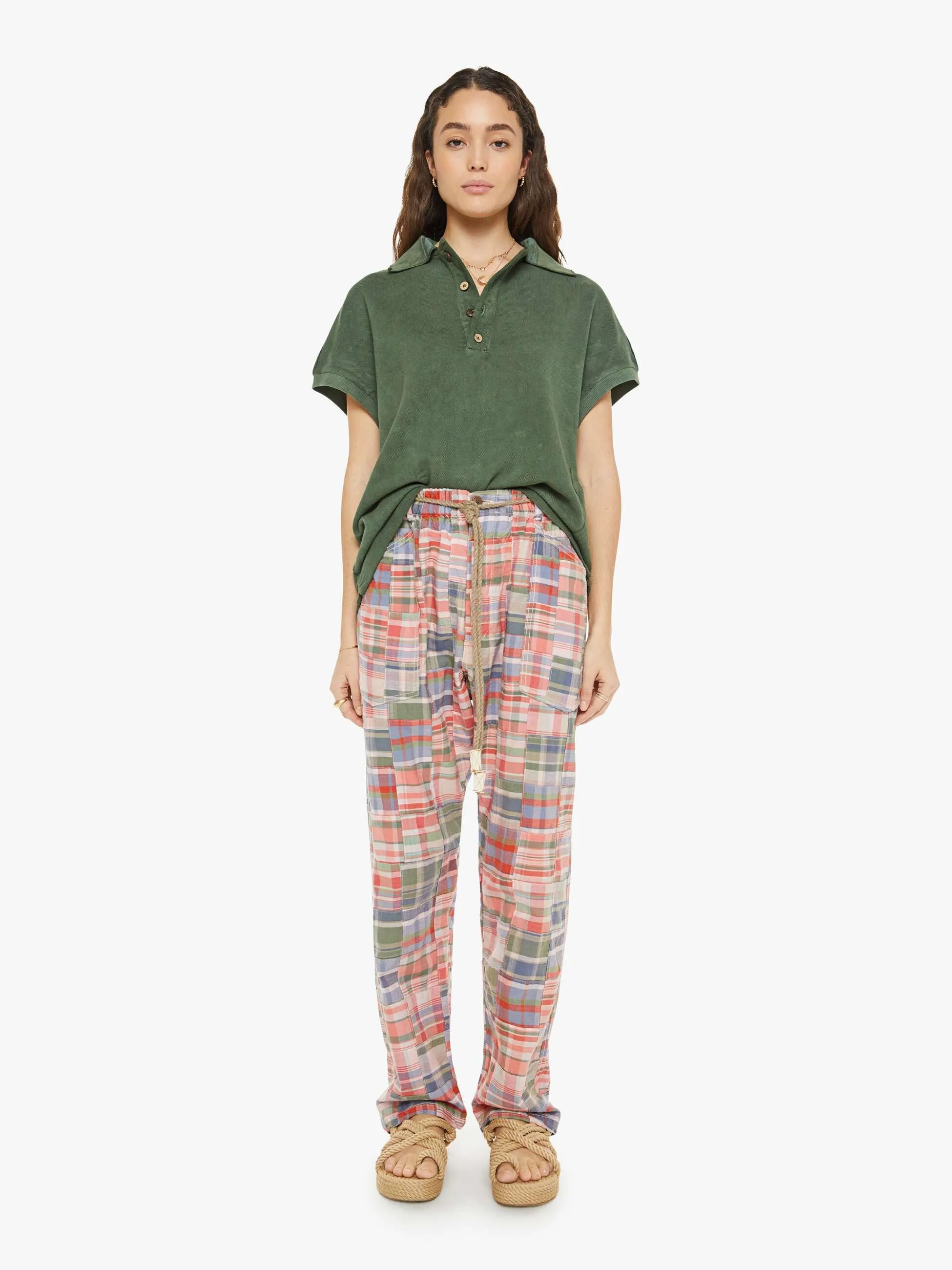 Dr. Collectors P38 Madras Pachwork Pant - Rose sold by MOTHER