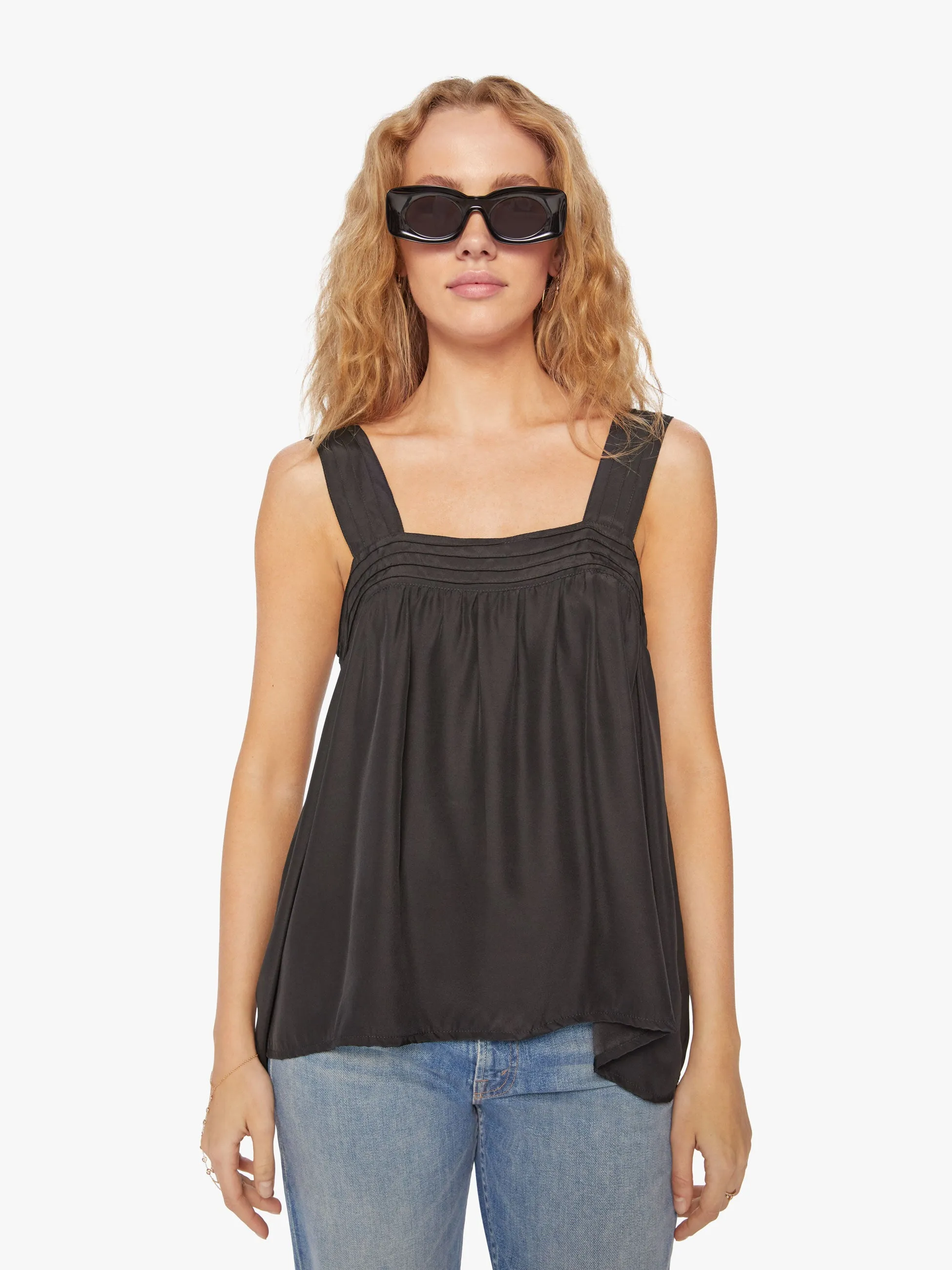 Natalie Martin Jasmine Top - Black Silk sold by MOTHER