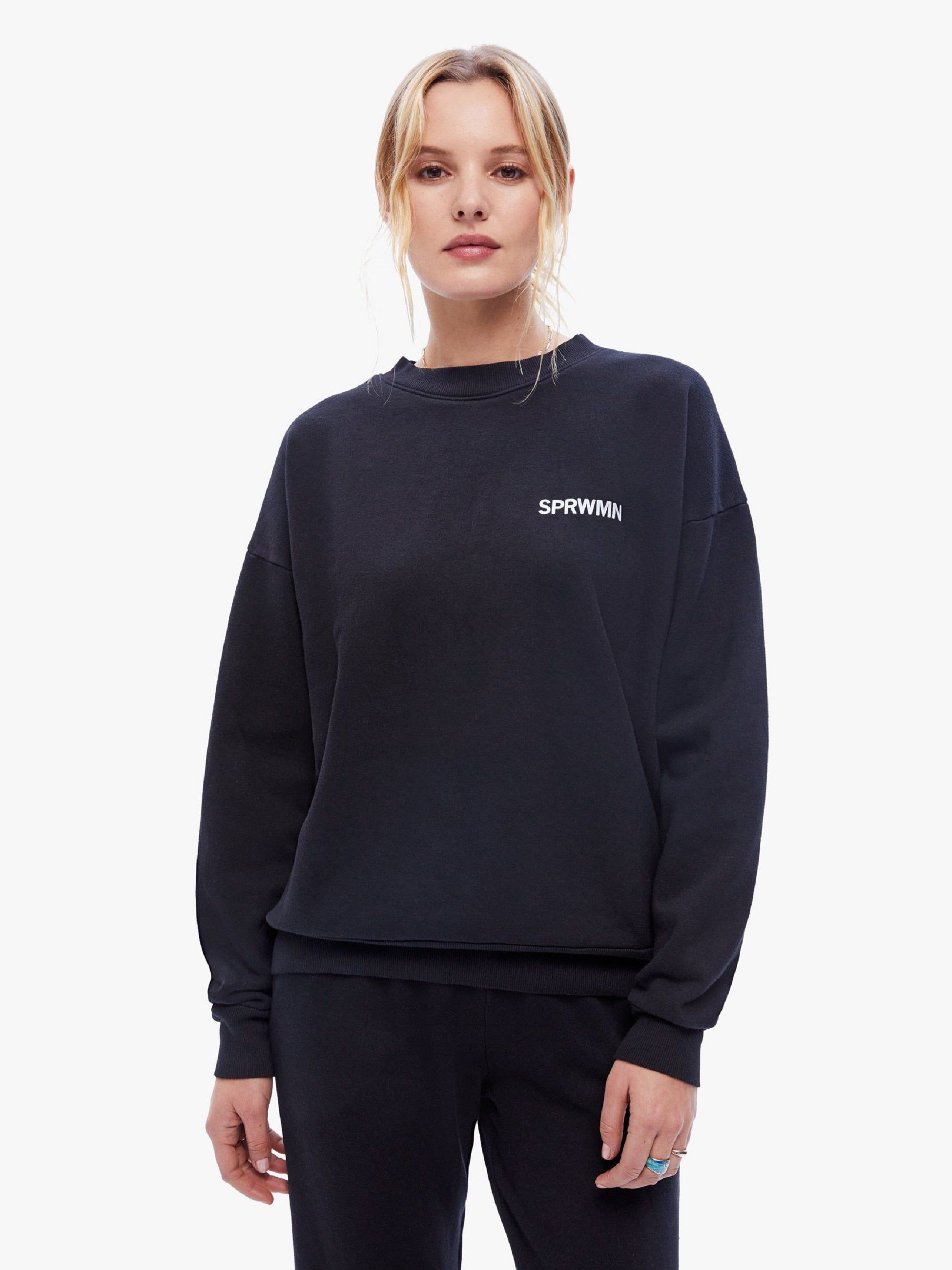 SPRWMN Tiny Logo Sweatshirt - Black sold by MOTHER product image thumbnail 2