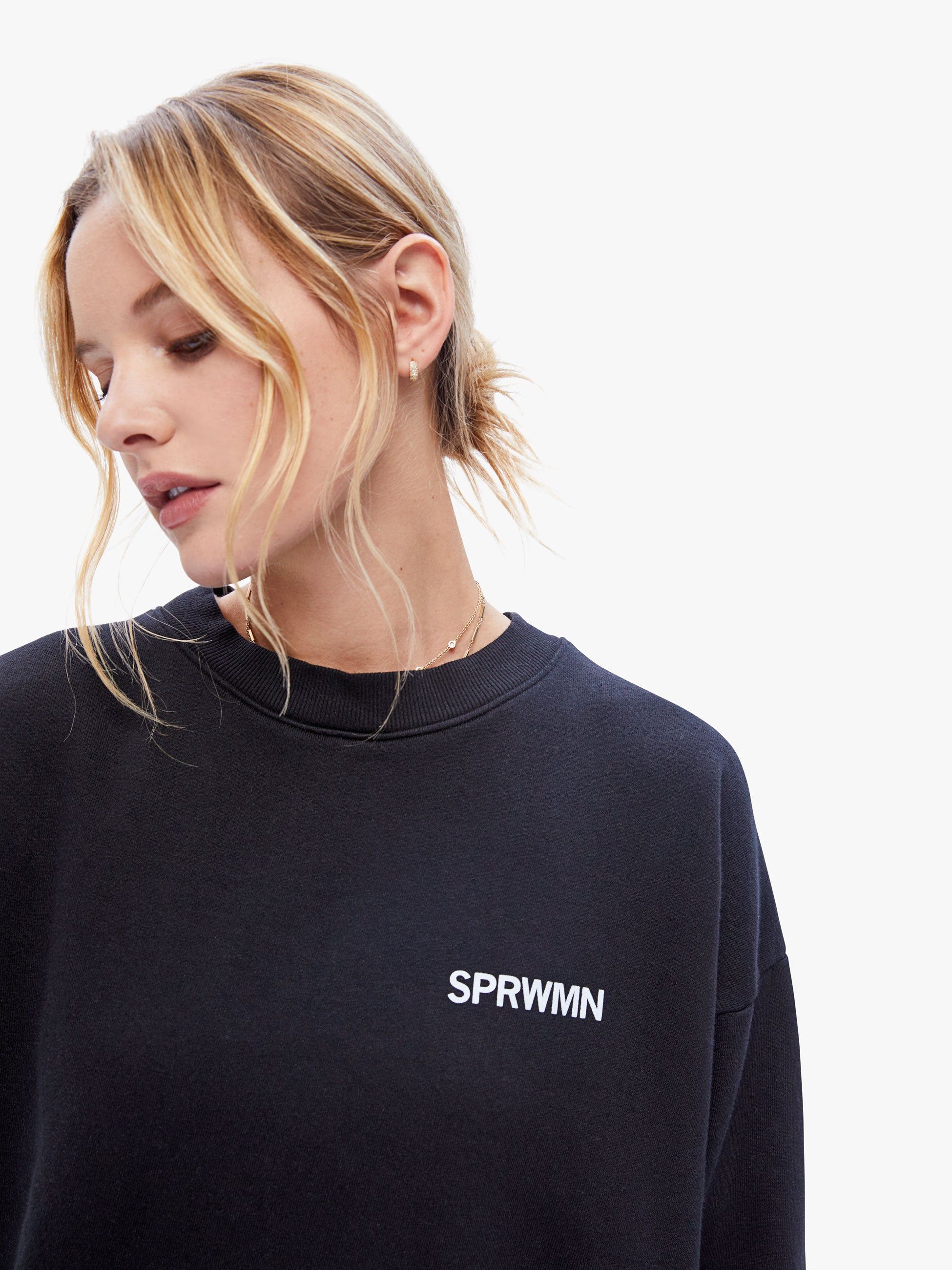 SPRWMN Tiny Logo Sweatshirt - Black sold by MOTHER product image thumbnail 6
