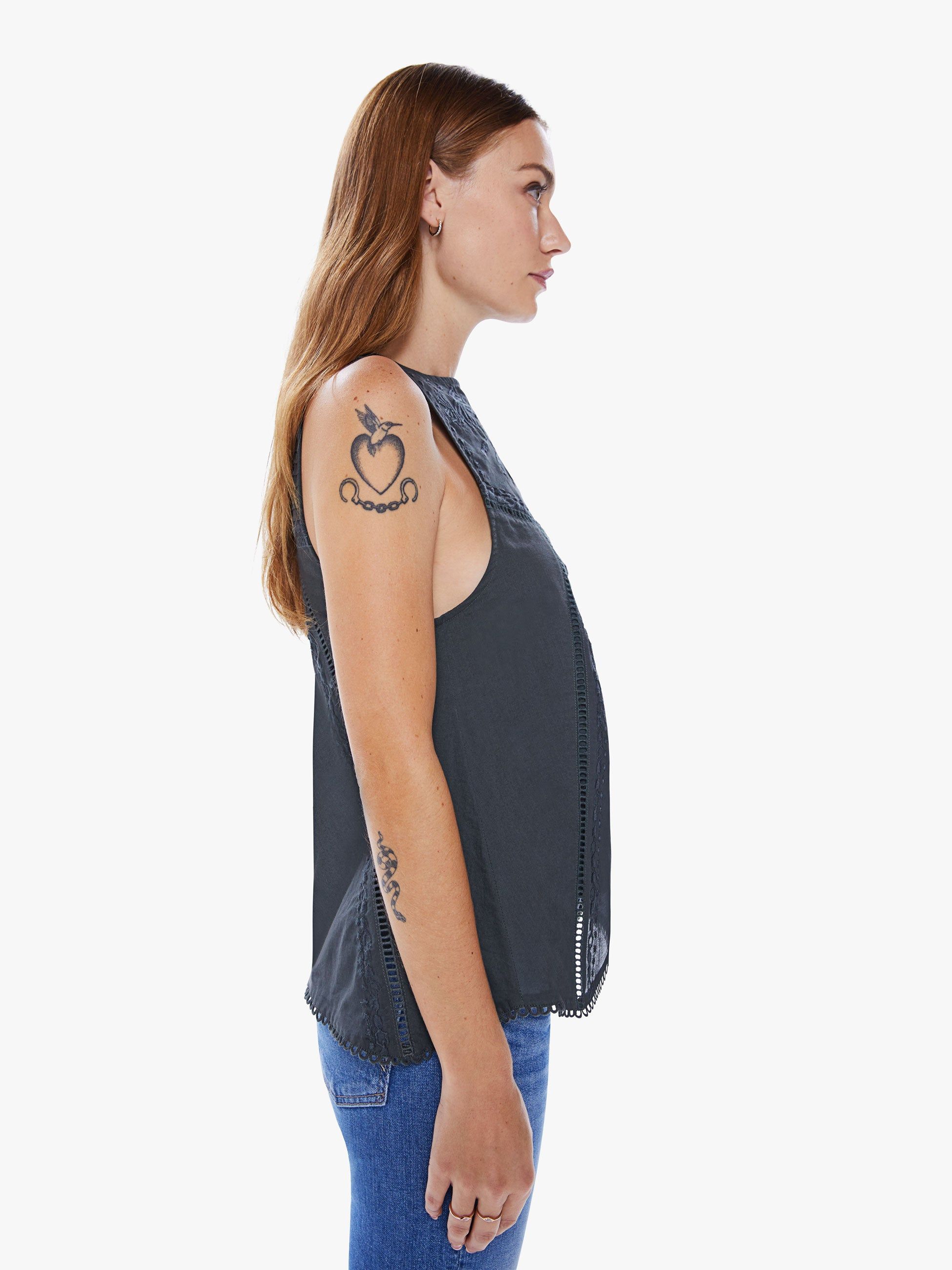 Maria Cher Linet Top - Charcoal sold by MOTHER product image thumbnail 3