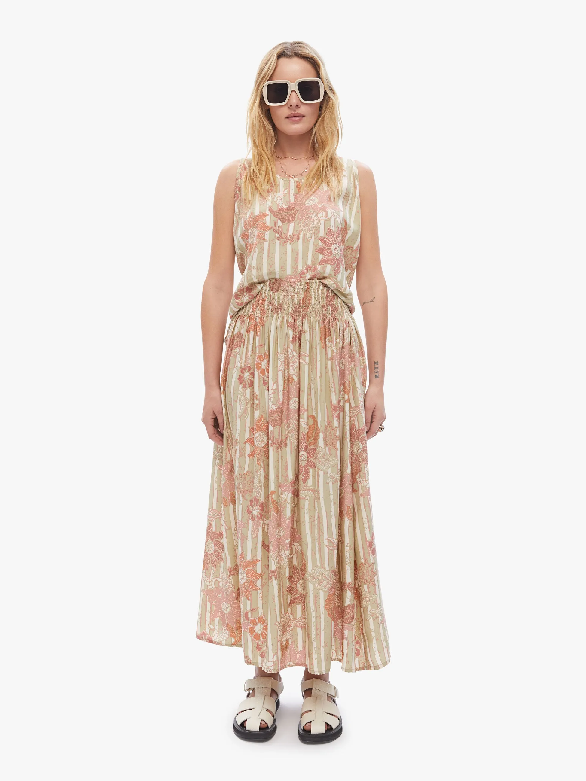 Natalie Martin Bella Skirt - Sunflower Stripe Print Clay sold by MOTHER product image thumbnail 2