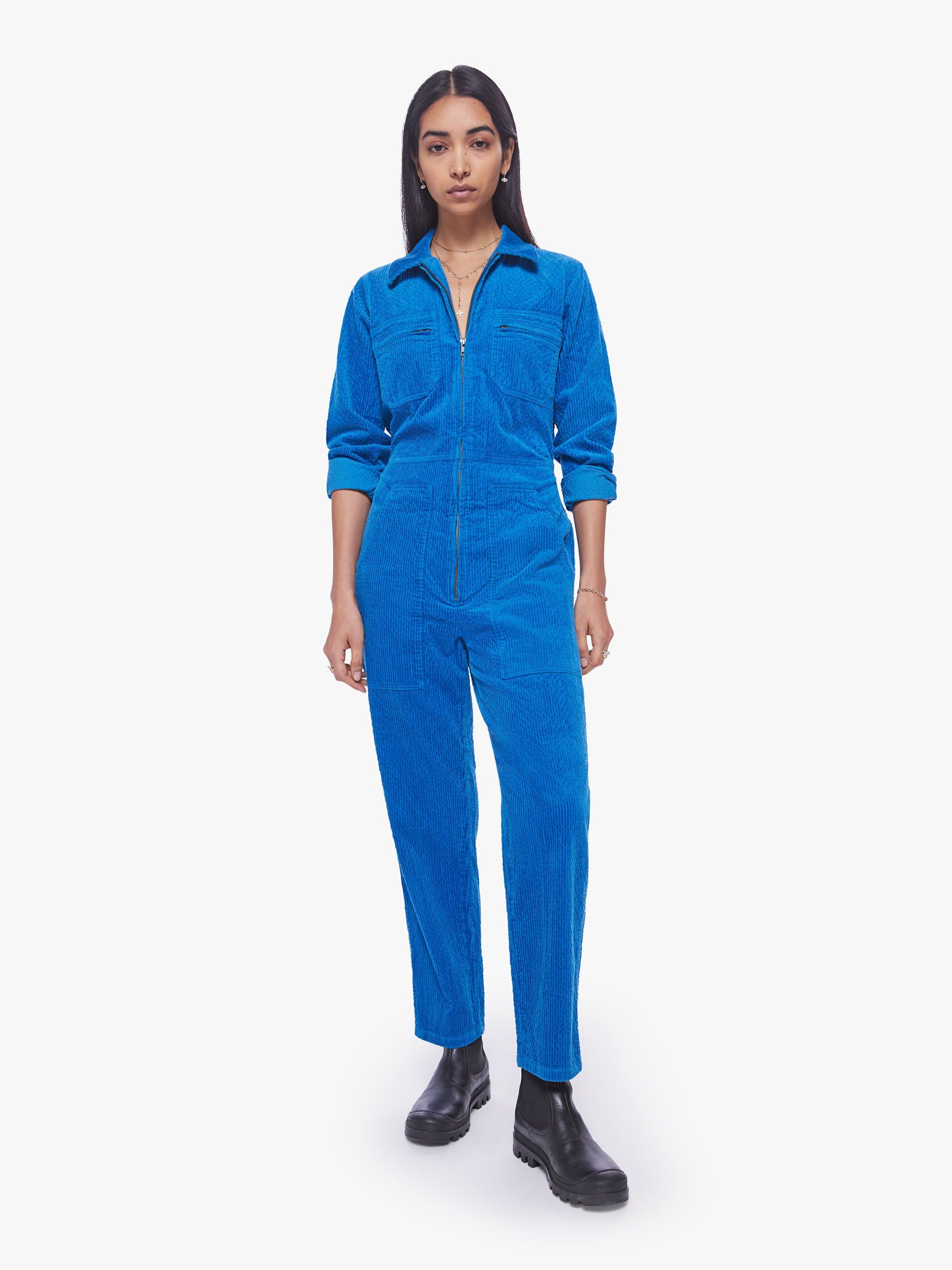The Specialist Jumpsuit Ankle - Sky Diver sold by MOTHER