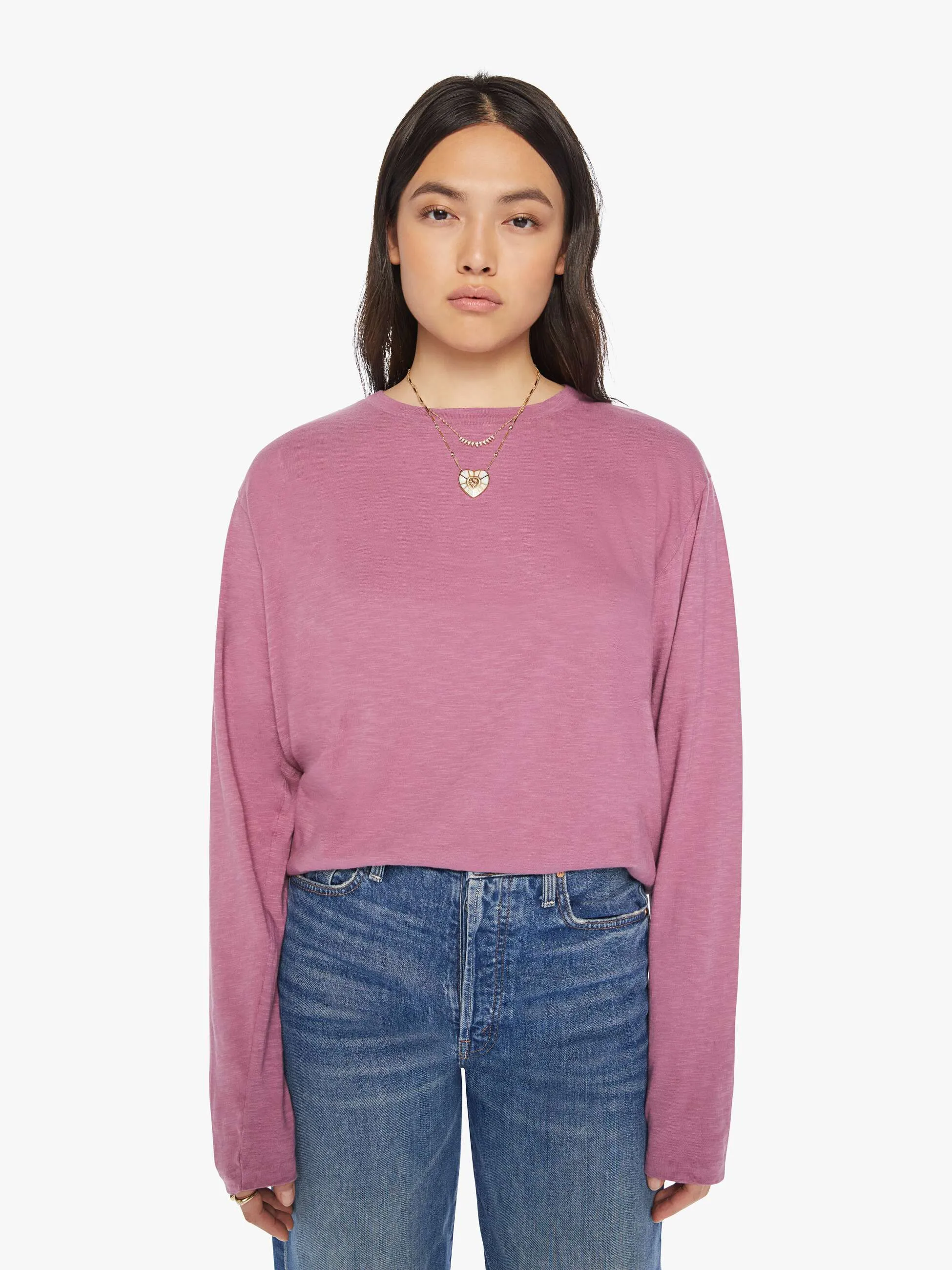 Velva Sheen Rolled Long Sleeve Regular Tee - Plum sold by MOTHER product image thumbnail 2