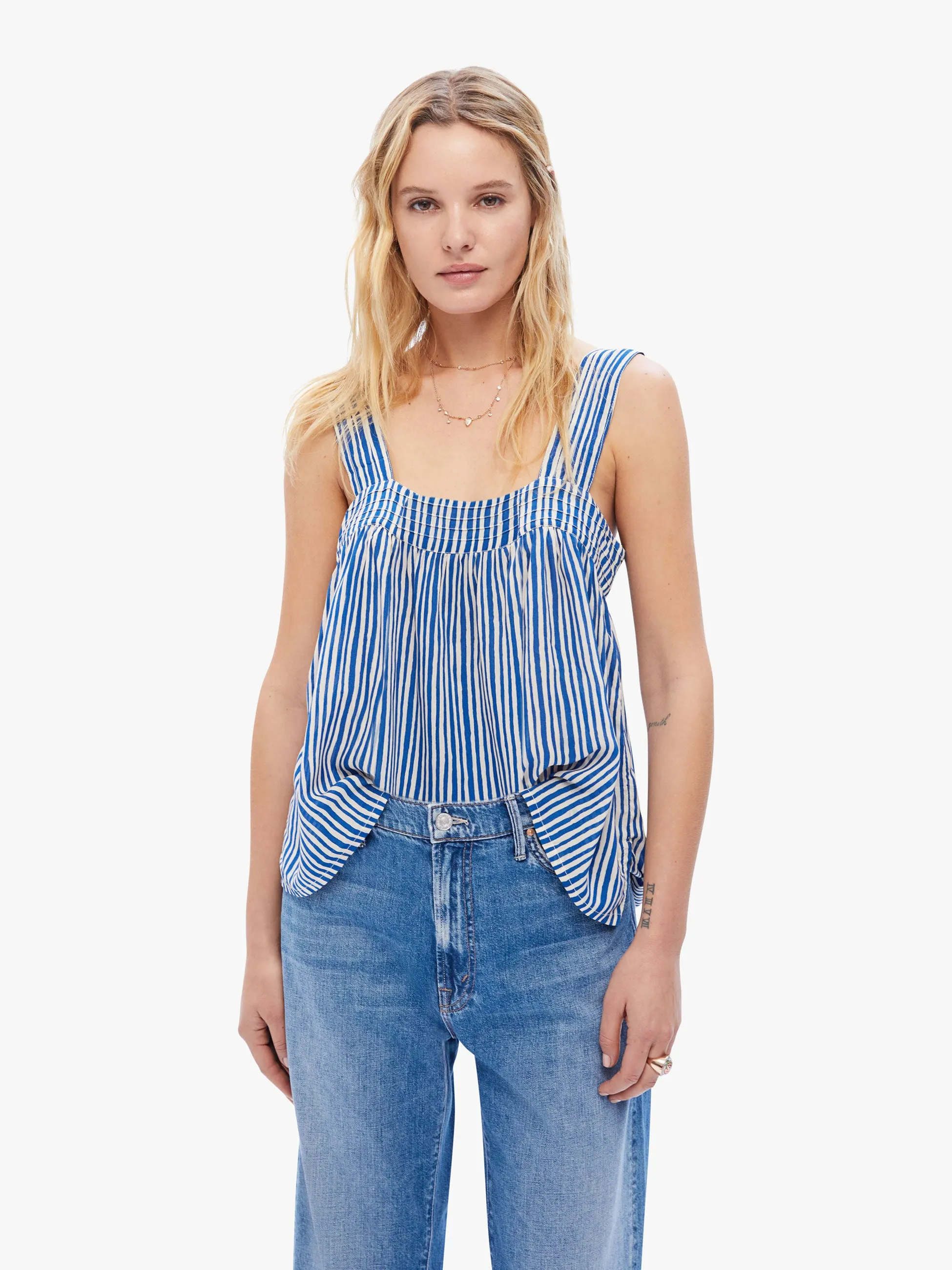 Natalie Martin Jasmine Top - Painted Stripe Deep Blue sold by MOTHER