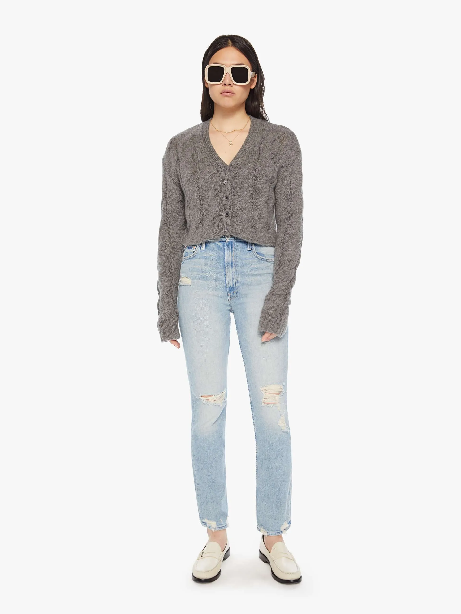 SABLYN Jolie Cable Knit Cardigan - Thunder sold by MOTHER product image thumbnail 5