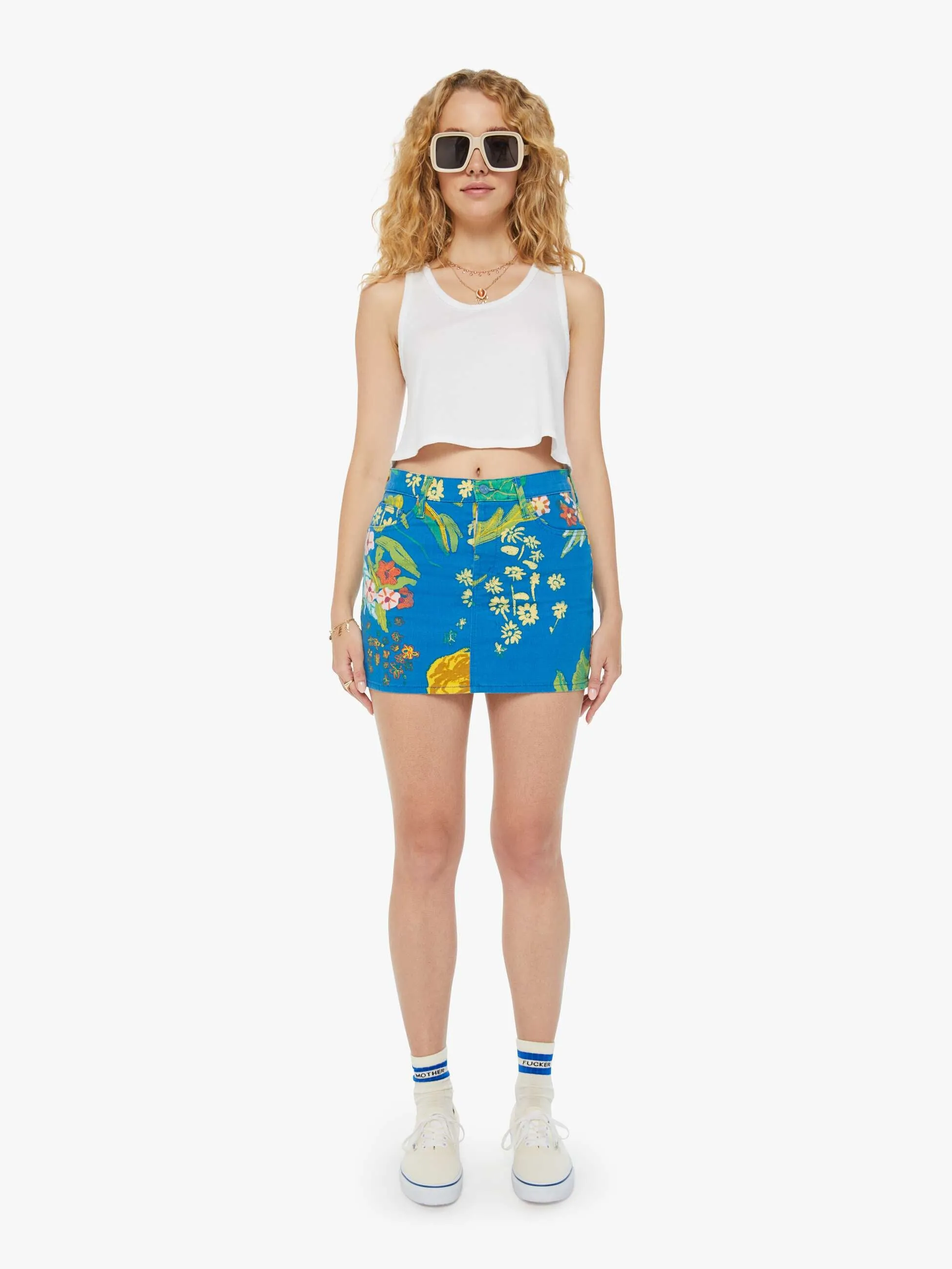 The Vagabond Mini Skirt - Late Bloomer sold by MOTHER product image thumbnail 2
