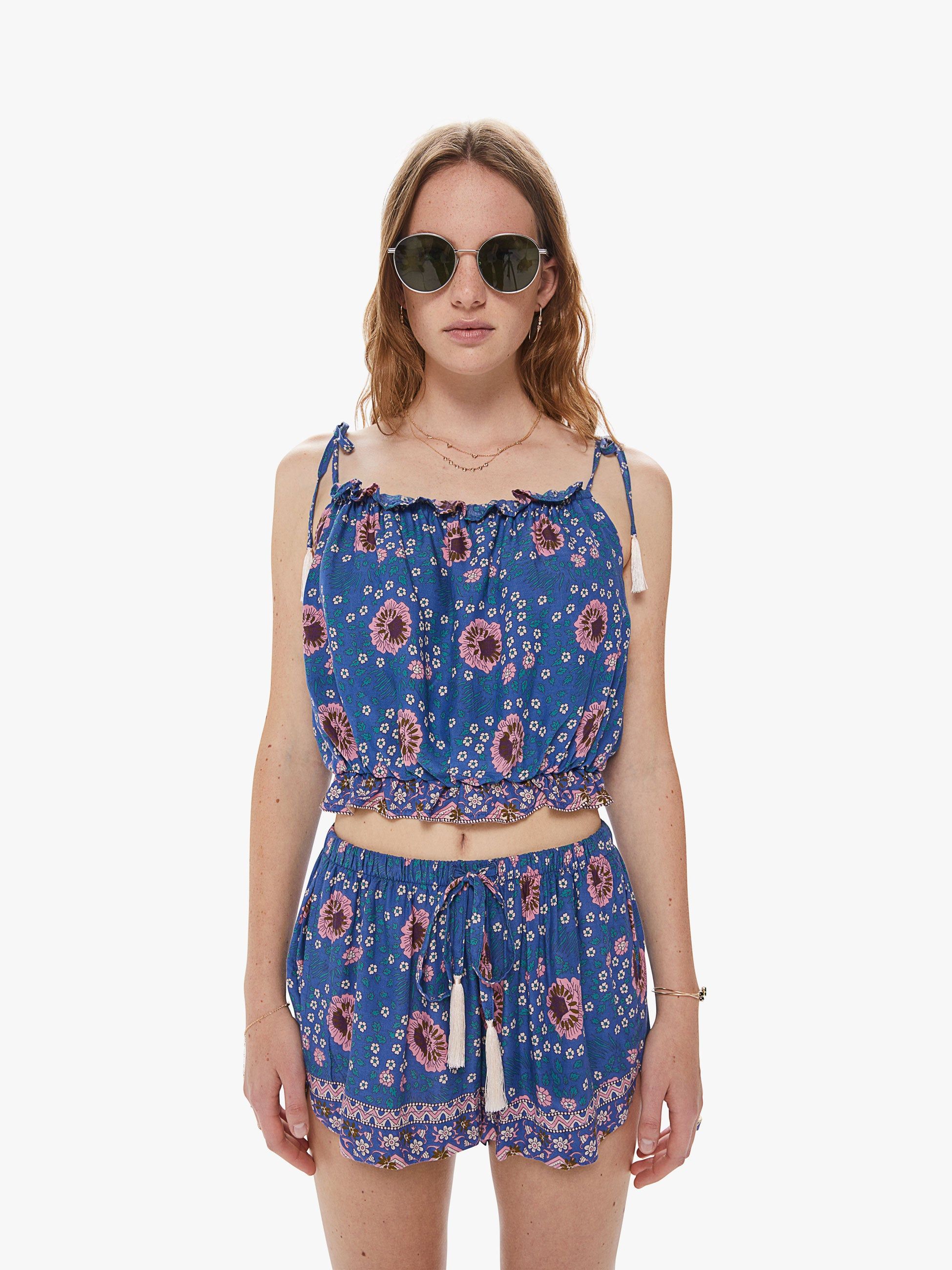Natalie Martin Poppy Top - Vintage Flowers Azure sold by MOTHER