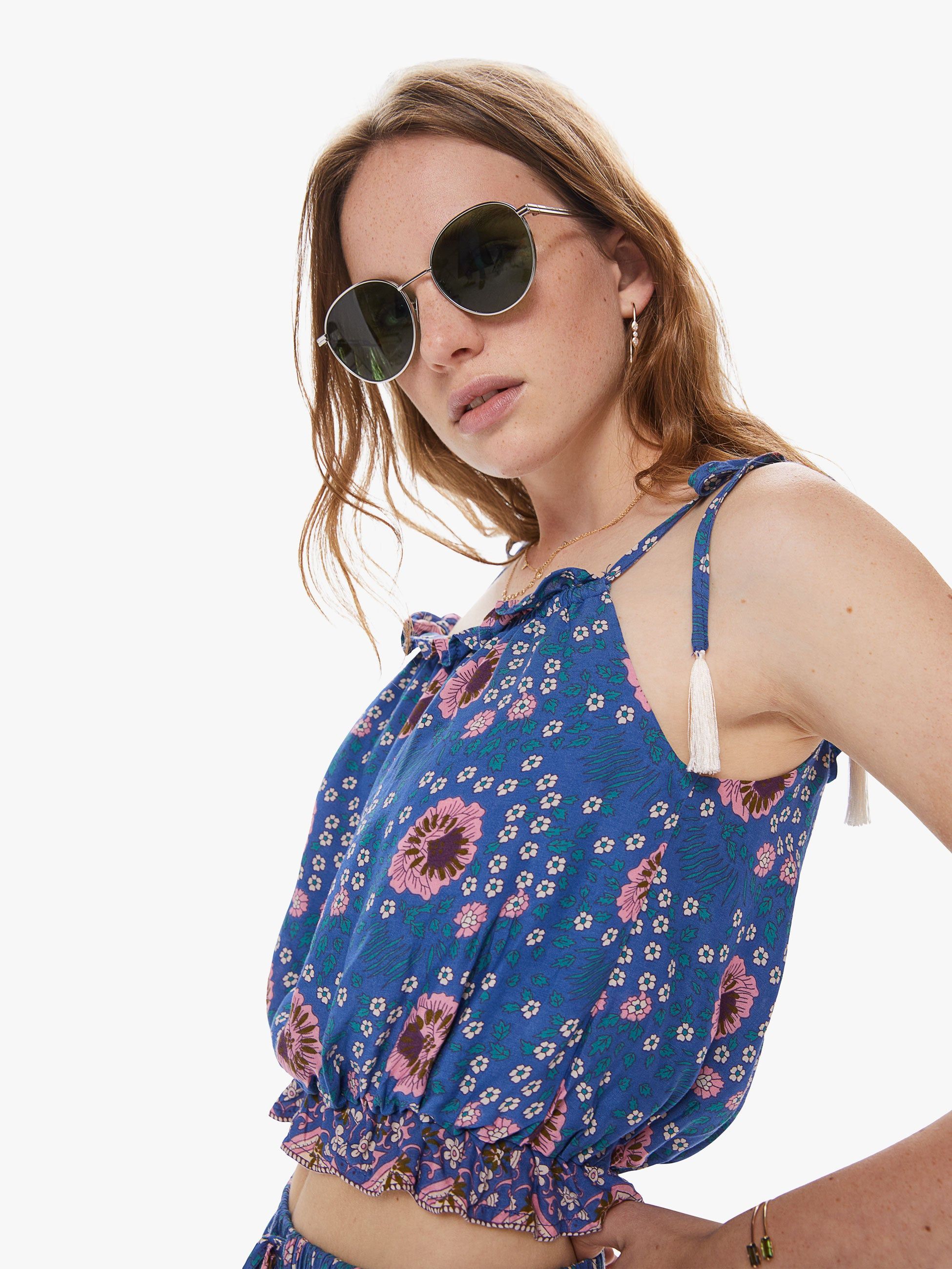 Natalie Martin Poppy Top - Vintage Flowers Azure sold by MOTHER product image thumbnail 5