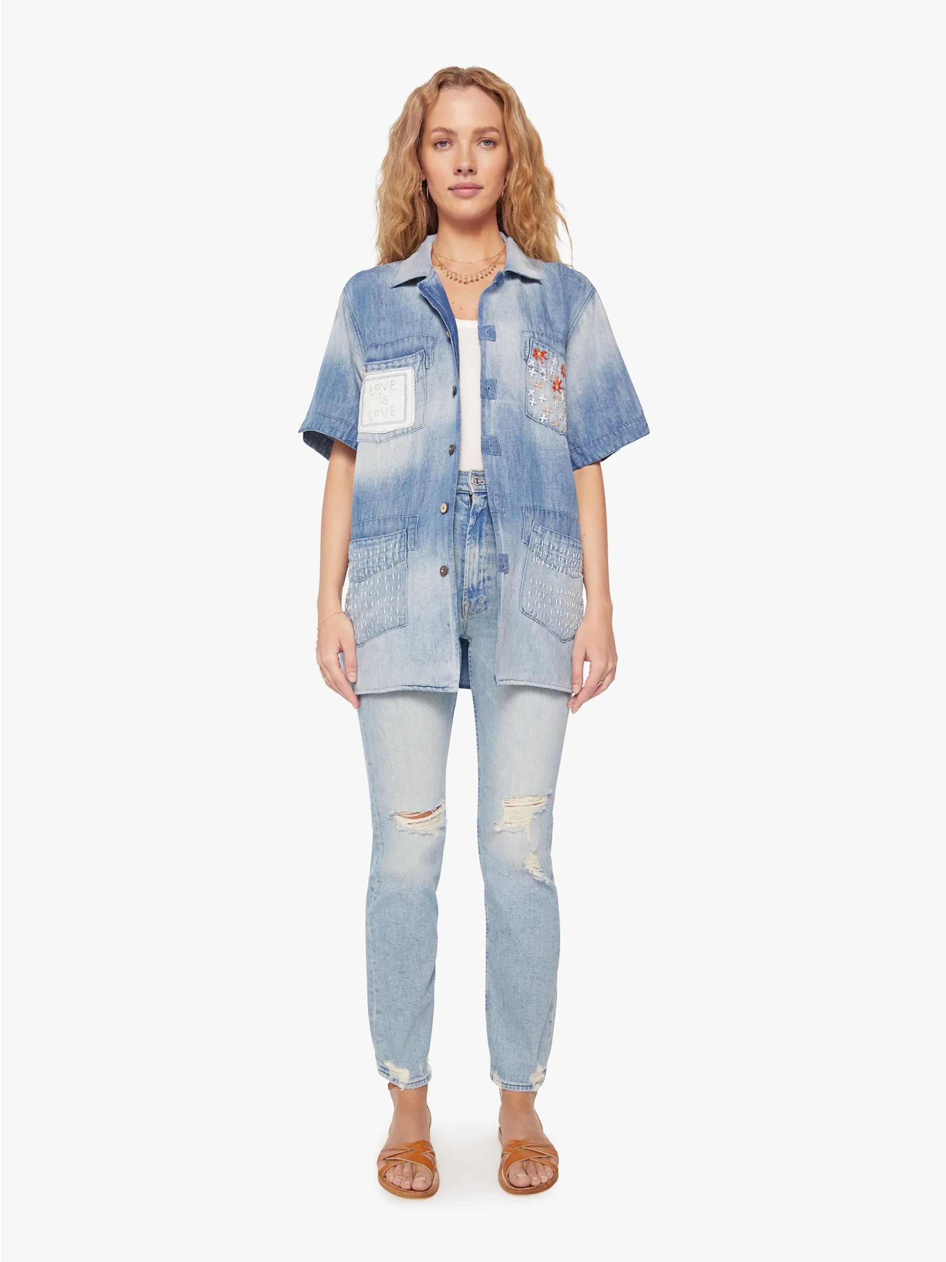 Dr. Collectors Short Sleeve Pocket Shirt - Embroidery Love sold by MOTHER product image thumbnail 5