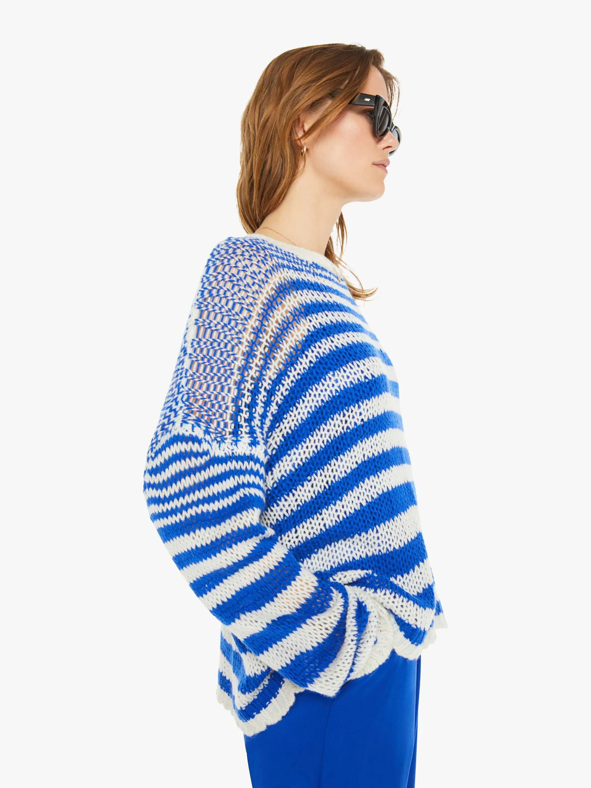 SABLYN Sheyla Slouchy Open Crewneck - Lapis Multi sold by MOTHER product image thumbnail 3