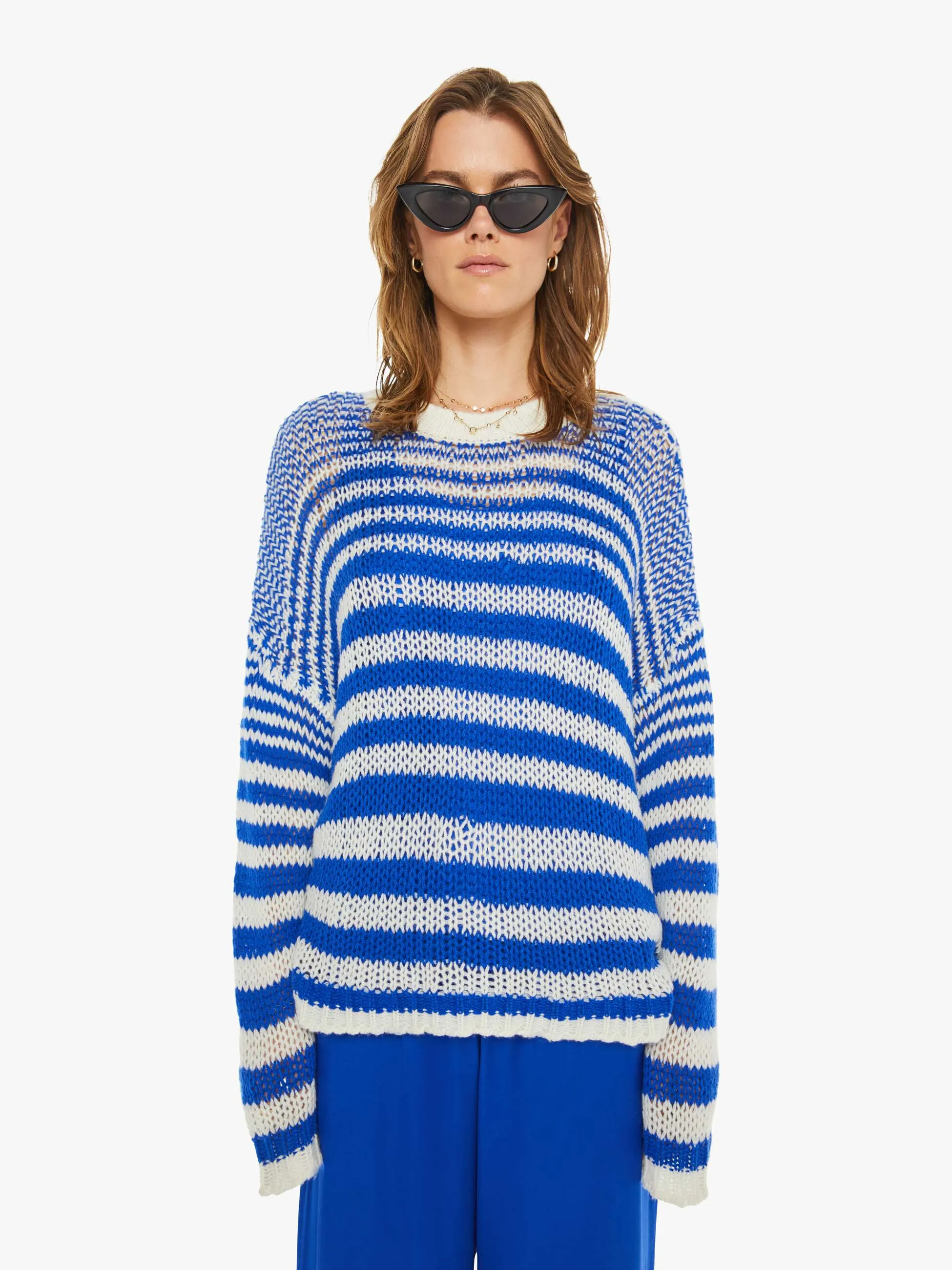 SABLYN Sheyla Slouchy Open Crewneck - Lapis Multi sold by MOTHER product image thumbnail 2