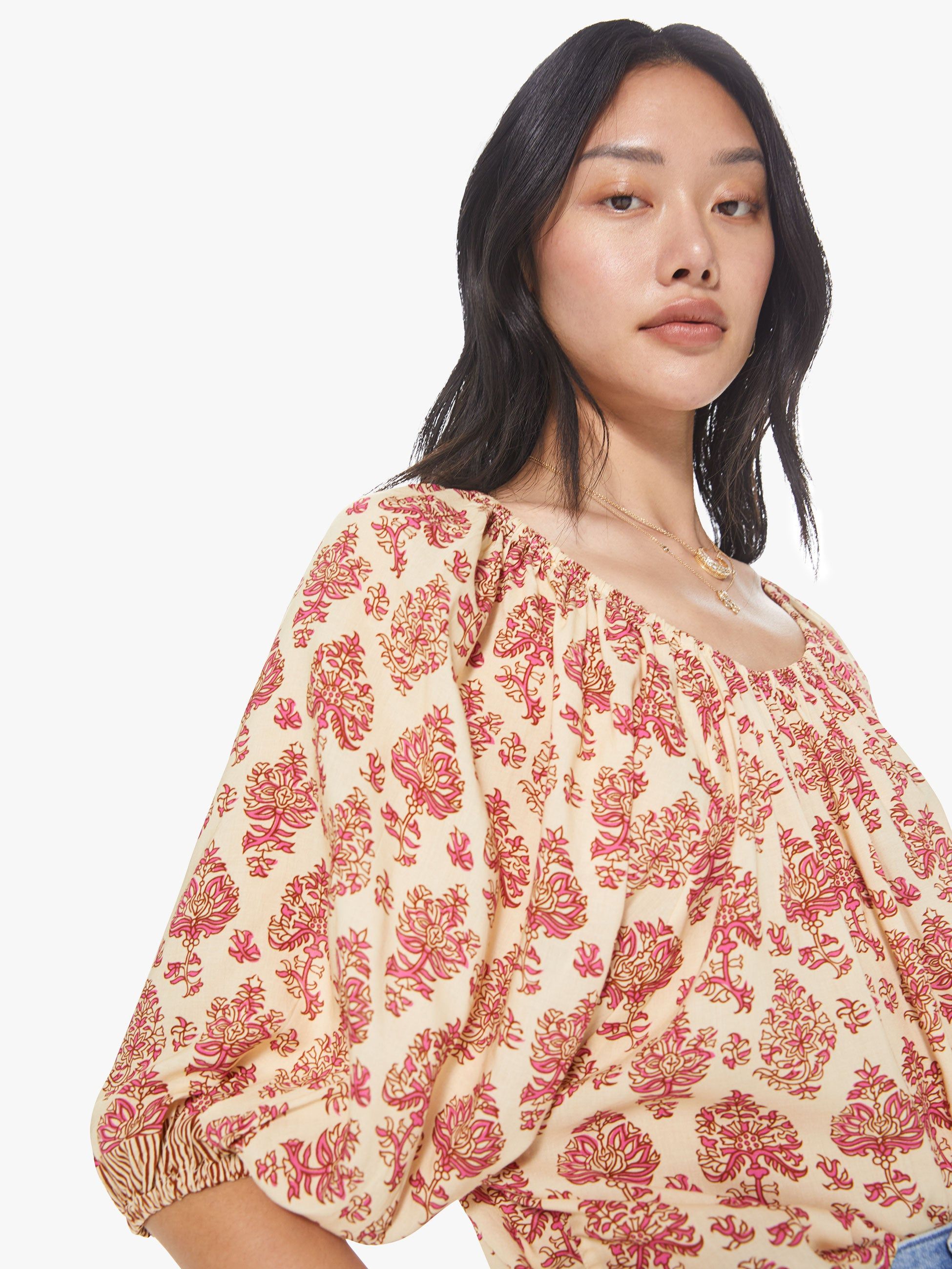 Natalie Martin Ella Top - Cyprus Print Pink sold by MOTHER product image thumbnail 5