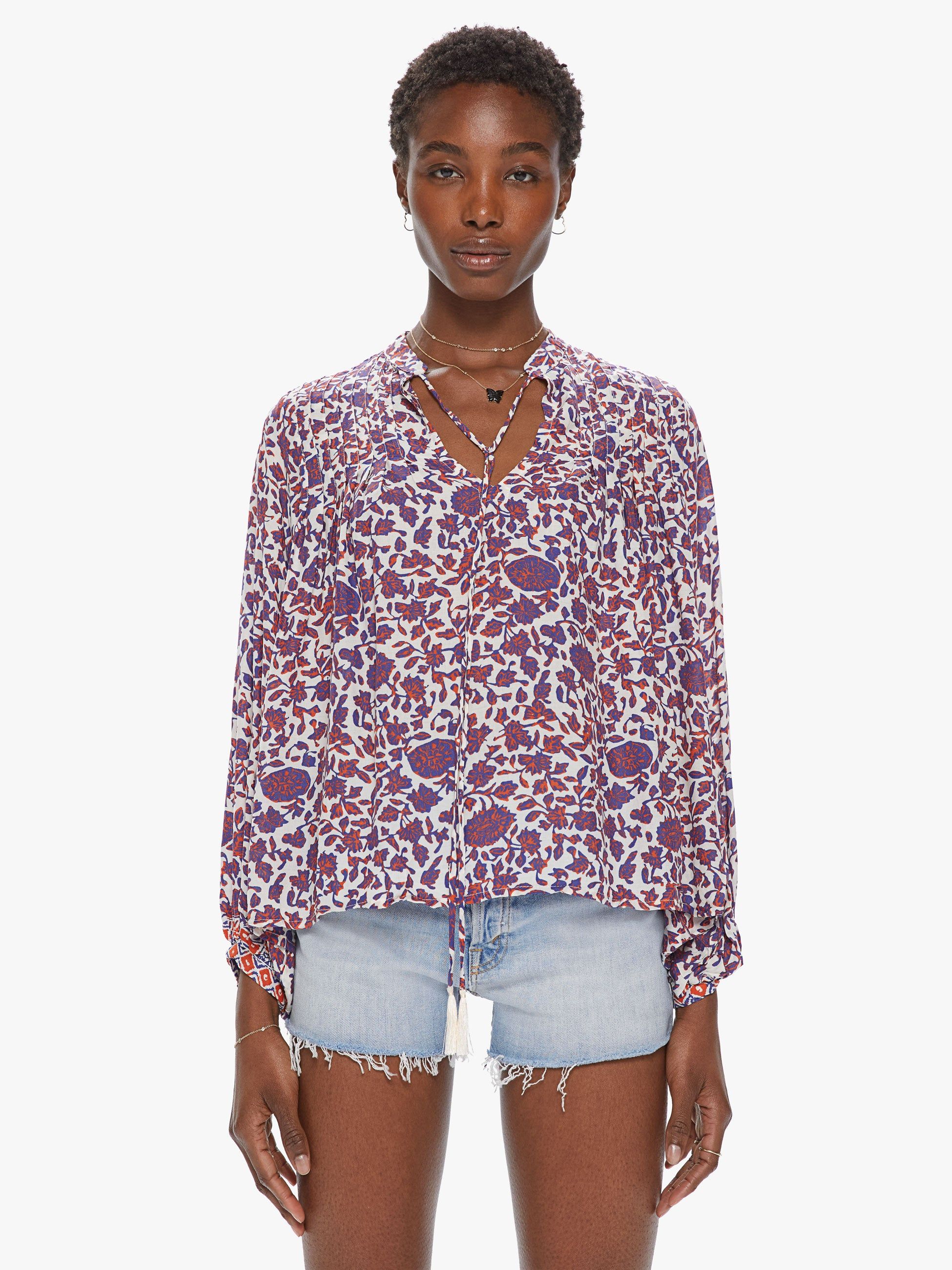 Natalie Martin Lizzy Shirt - Bloom Print Lapis sold by MOTHER product image thumbnail 2