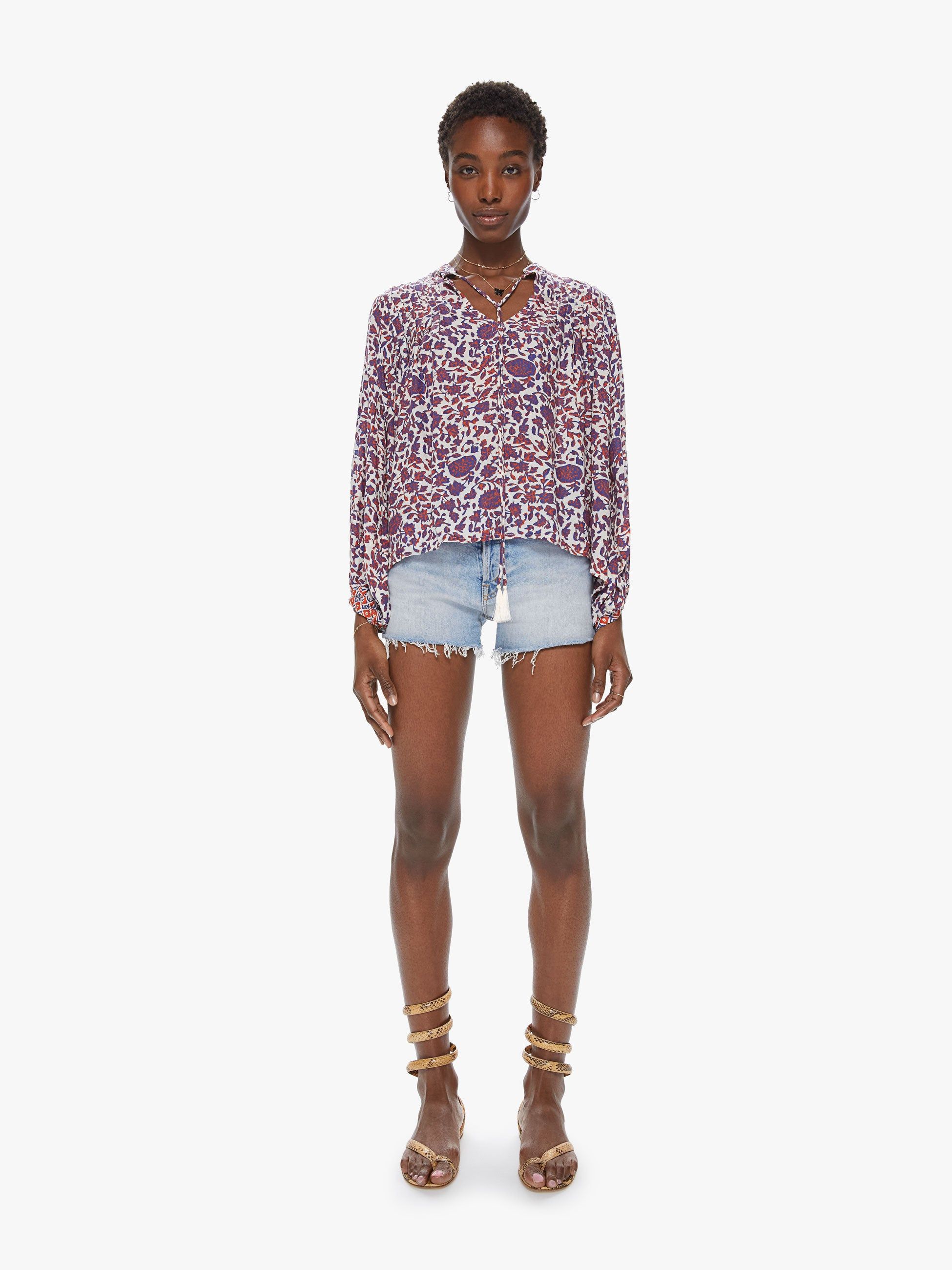 Natalie Martin Lizzy Shirt - Bloom Print Lapis sold by MOTHER product image thumbnail 5