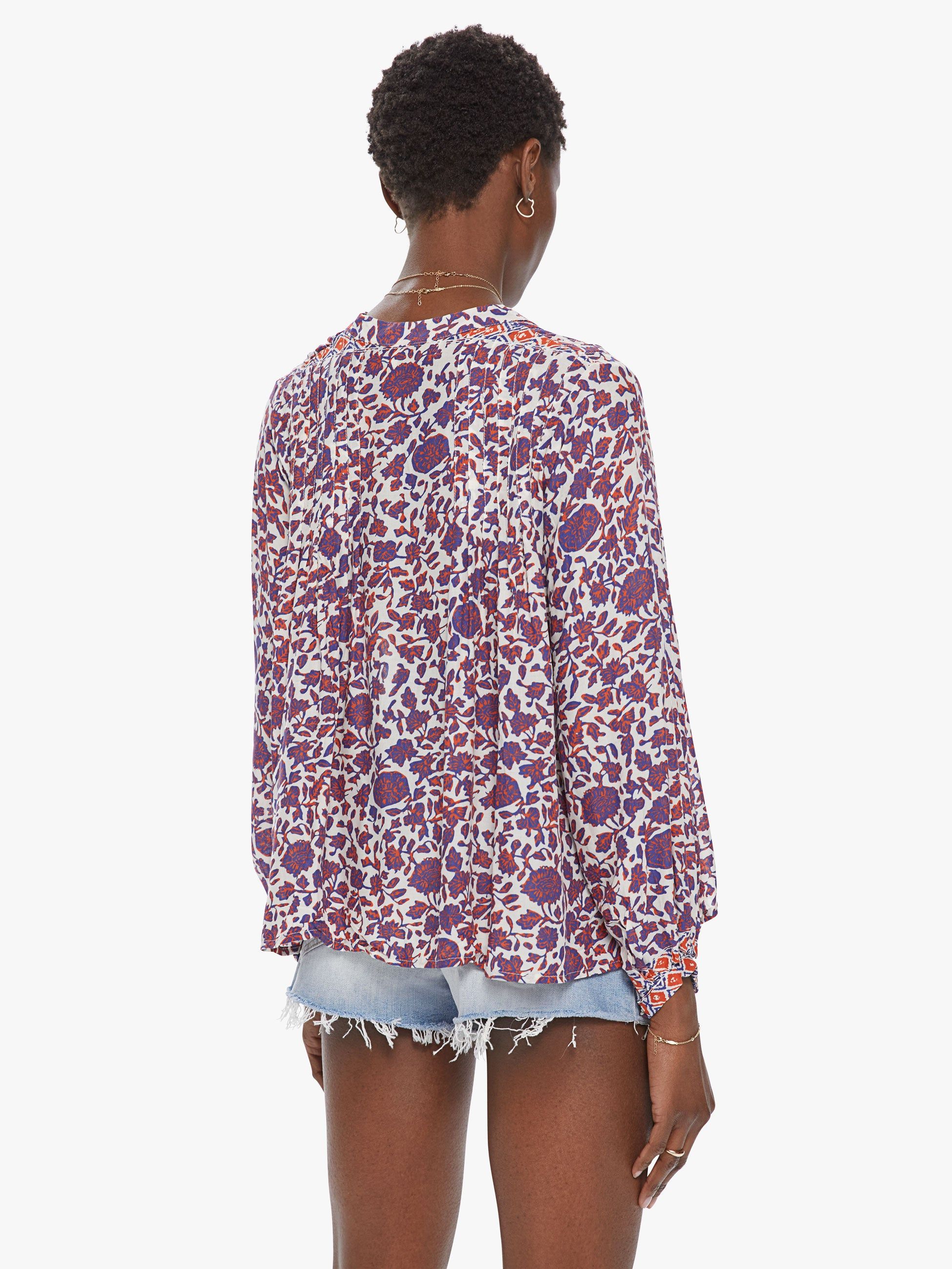 Natalie Martin Lizzy Shirt - Bloom Print Lapis sold by MOTHER product image thumbnail 4