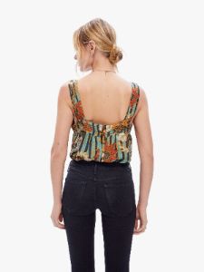 Natalie Martin Jasmine Top - Sunflower Stripe Print Moss sold by MOTHER