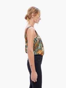 Natalie Martin Jasmine Top - Sunflower Stripe Print Moss sold by MOTHER