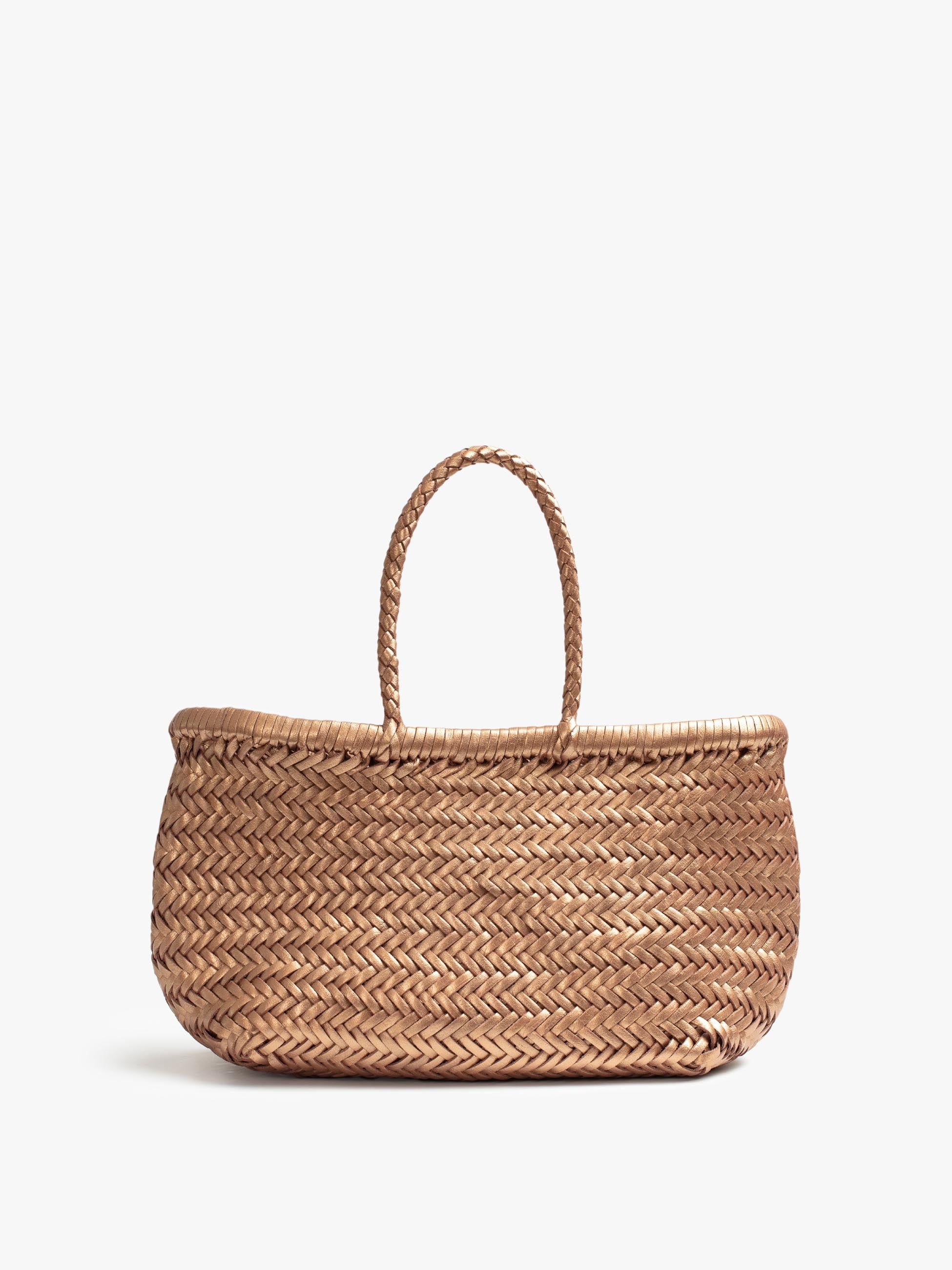Basket Case Metallic Goa Small Leather Tote - Copper sold by MOTHER