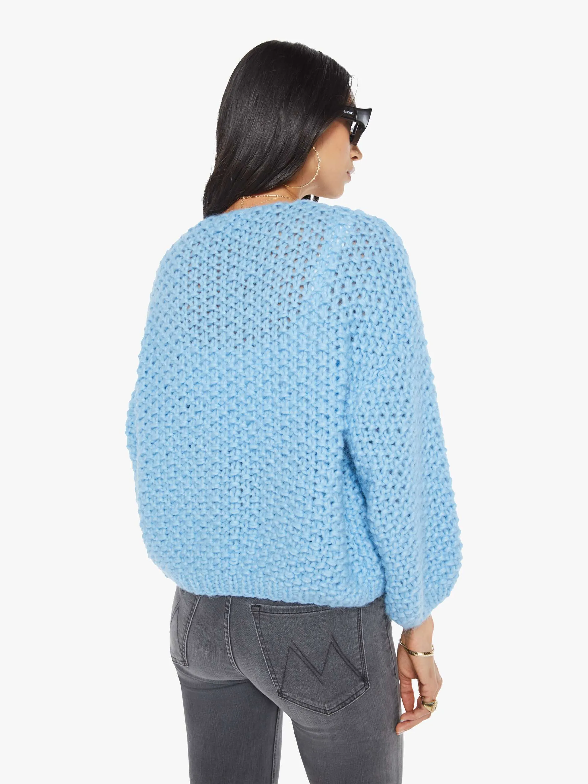 Maiami Alpaca Pearl Pattern Bomber Cardigan - Alaskan Blue sold by MOTHER product image thumbnail 4