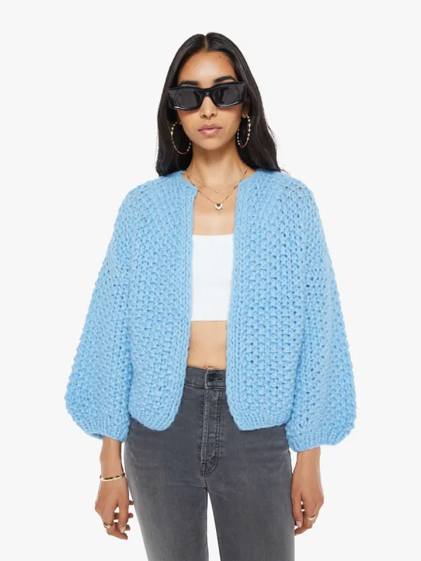 Maiami Alpaca Pearl Pattern Bomber Cardigan - Alaskan Blue sold by MOTHER
