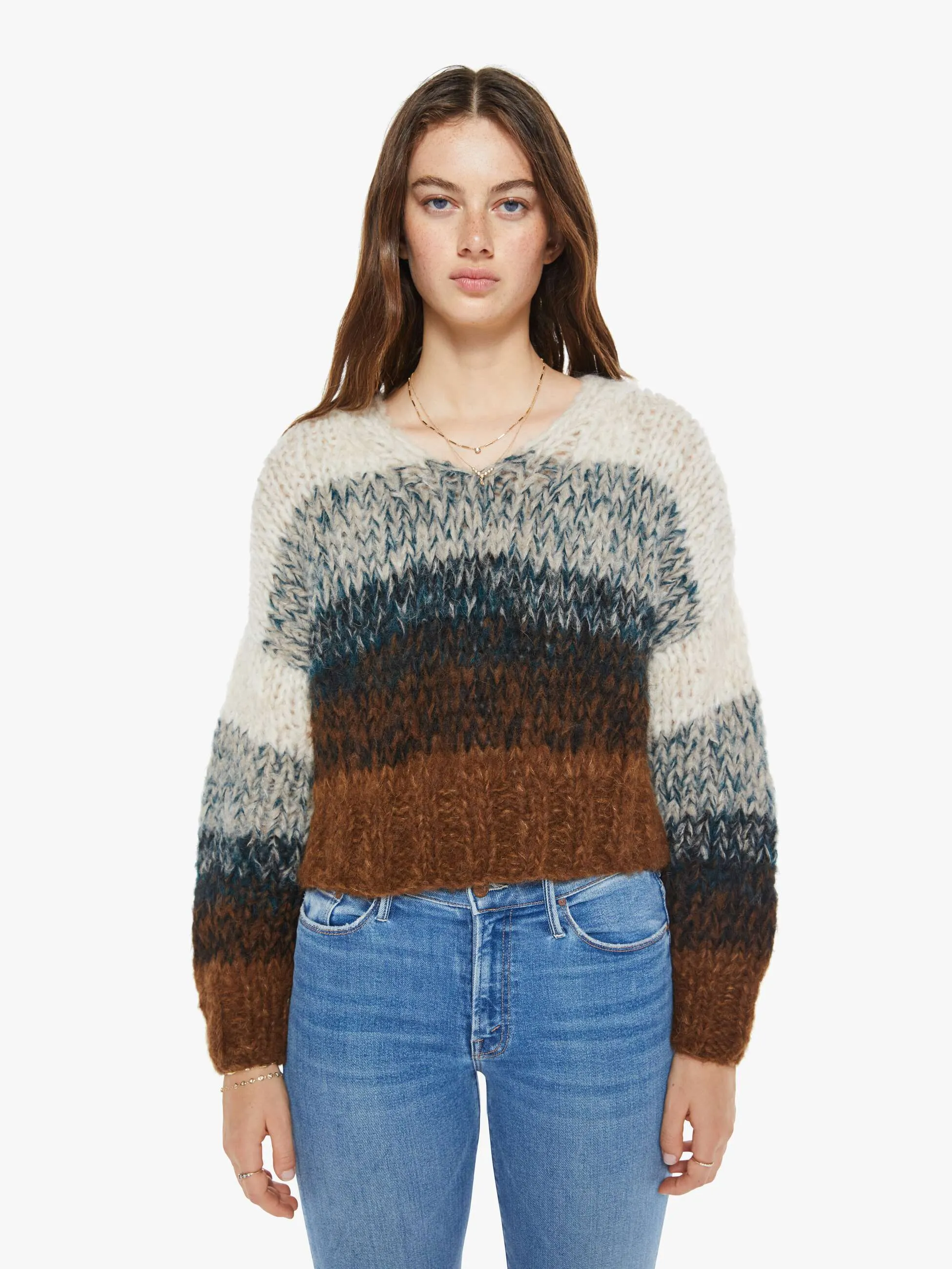 Maiami Alpaca Ombre V-Neck Pullover - Brown Ombre sold by MOTHER product image thumbnail 2