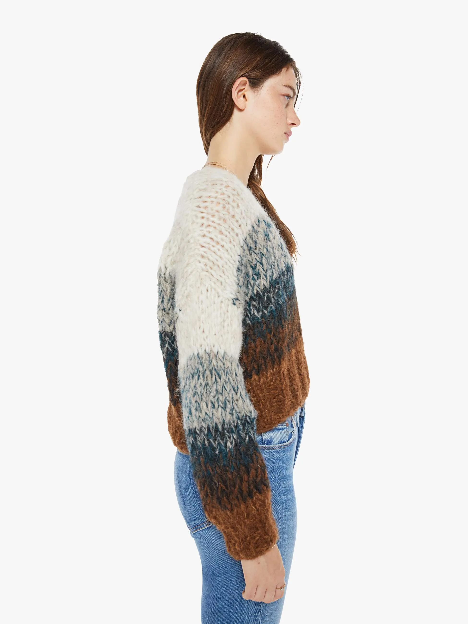 Maiami Alpaca Ombre V-Neck Pullover - Brown Ombre sold by MOTHER product image thumbnail 3