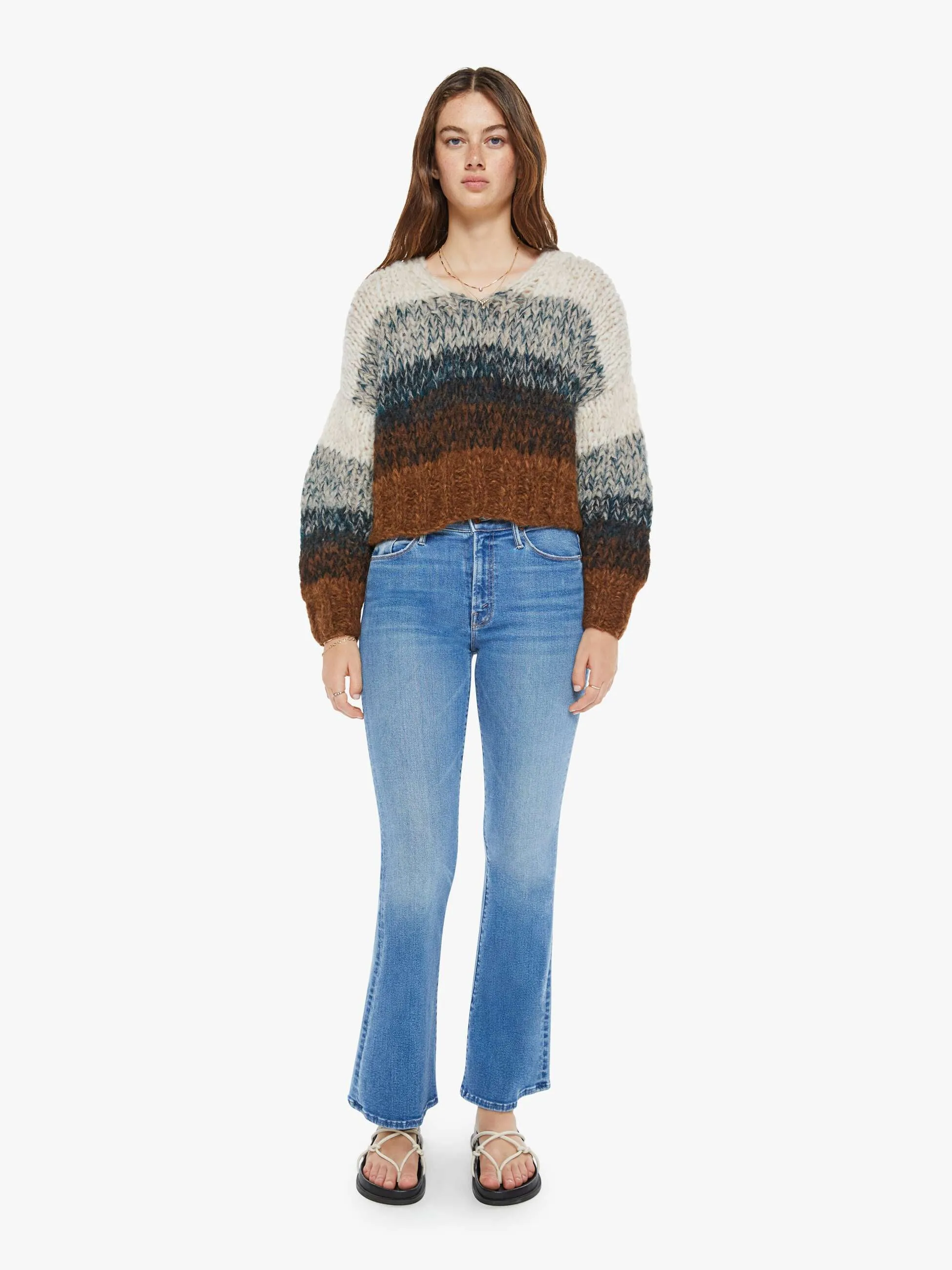 Maiami Alpaca Ombre V-Neck Pullover - Brown Ombre sold by MOTHER product image thumbnail 5