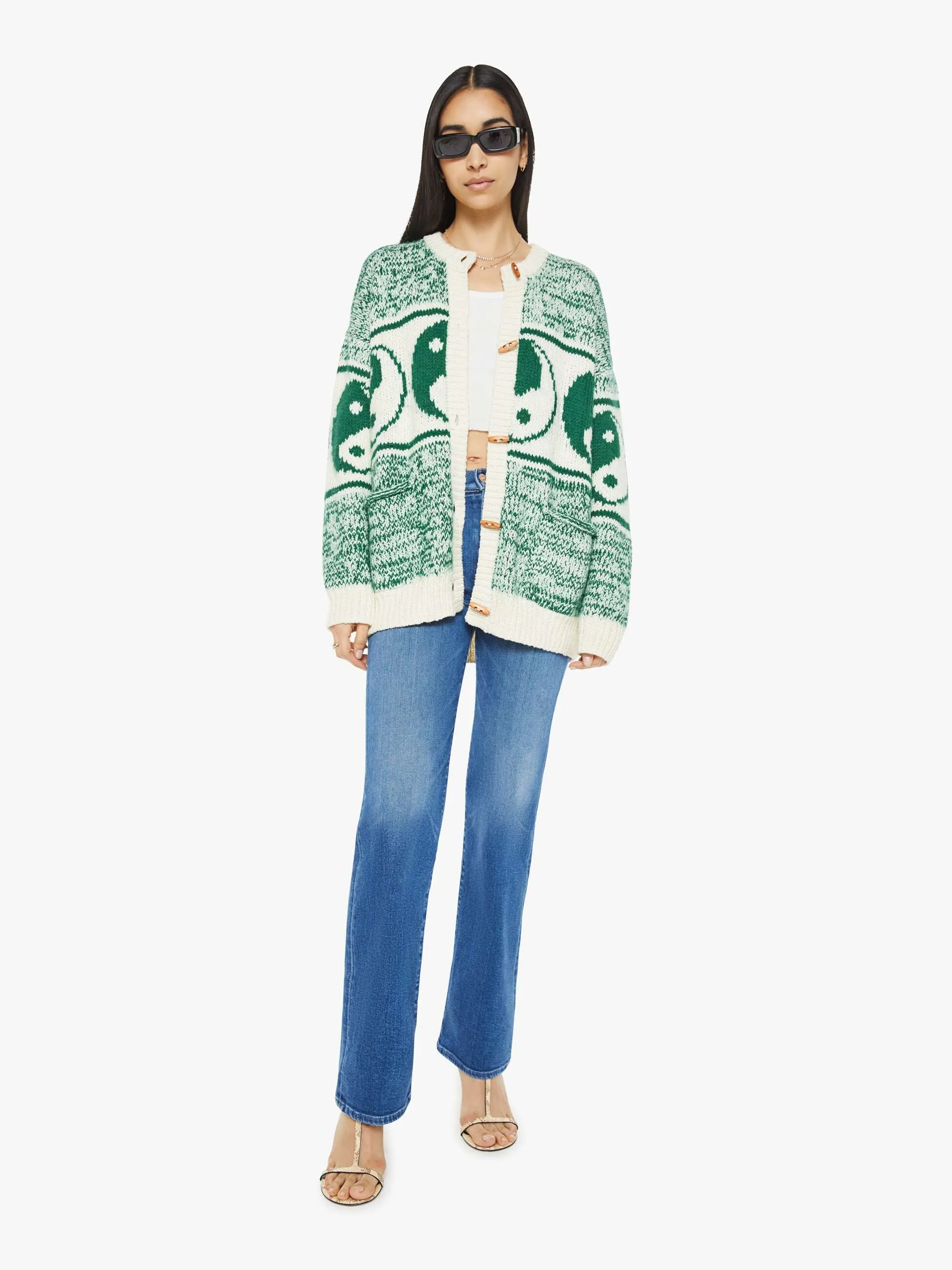 The Long Drop Cardigan - Forest And Cream sold by MOTHER product image thumbnail 5