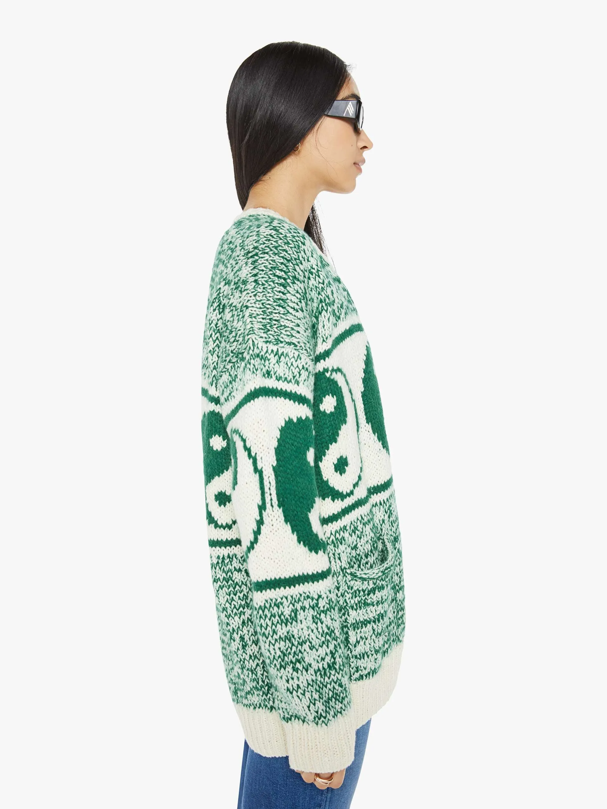 The Long Drop Cardigan - Forest And Cream sold by MOTHER product image thumbnail 3