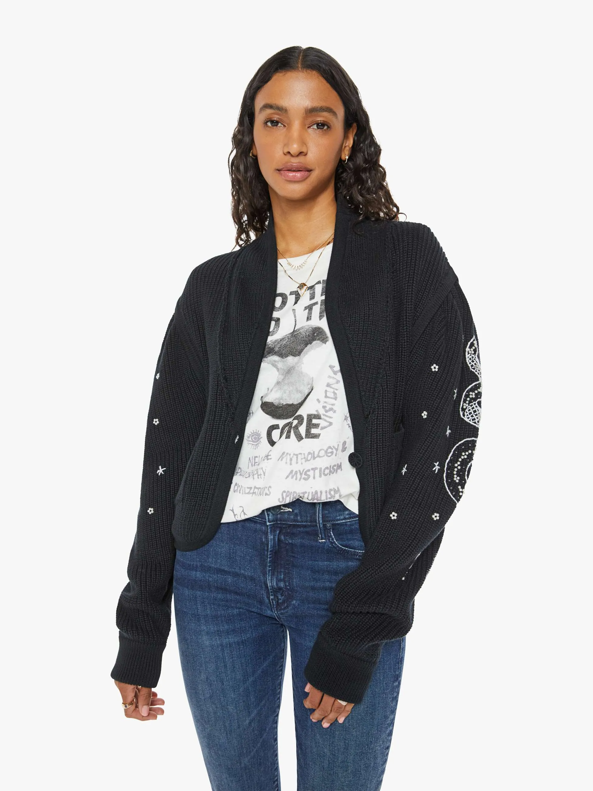 The Puff Sleeve Cardigan - Up Your Sleeve sold by MOTHER product image thumbnail 2