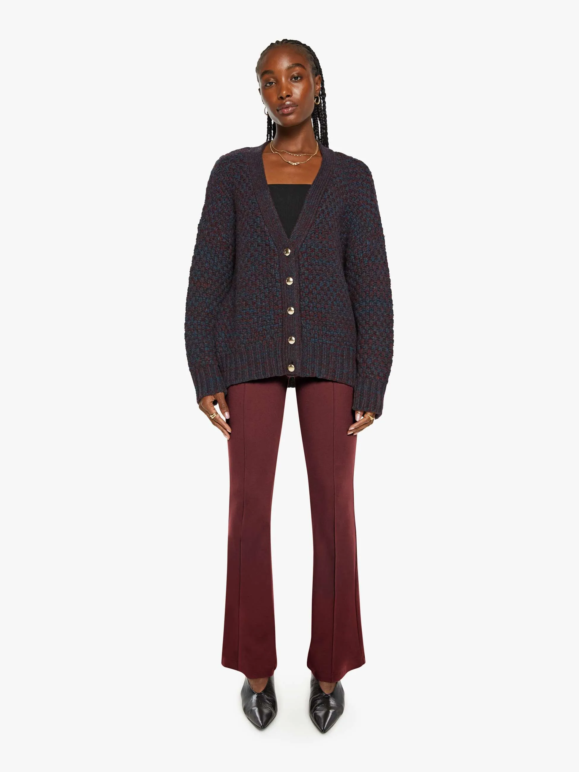 SABLYN Tischc Slouchy Cardigan - Bordeaux Multi sold by MOTHER product image thumbnail 4