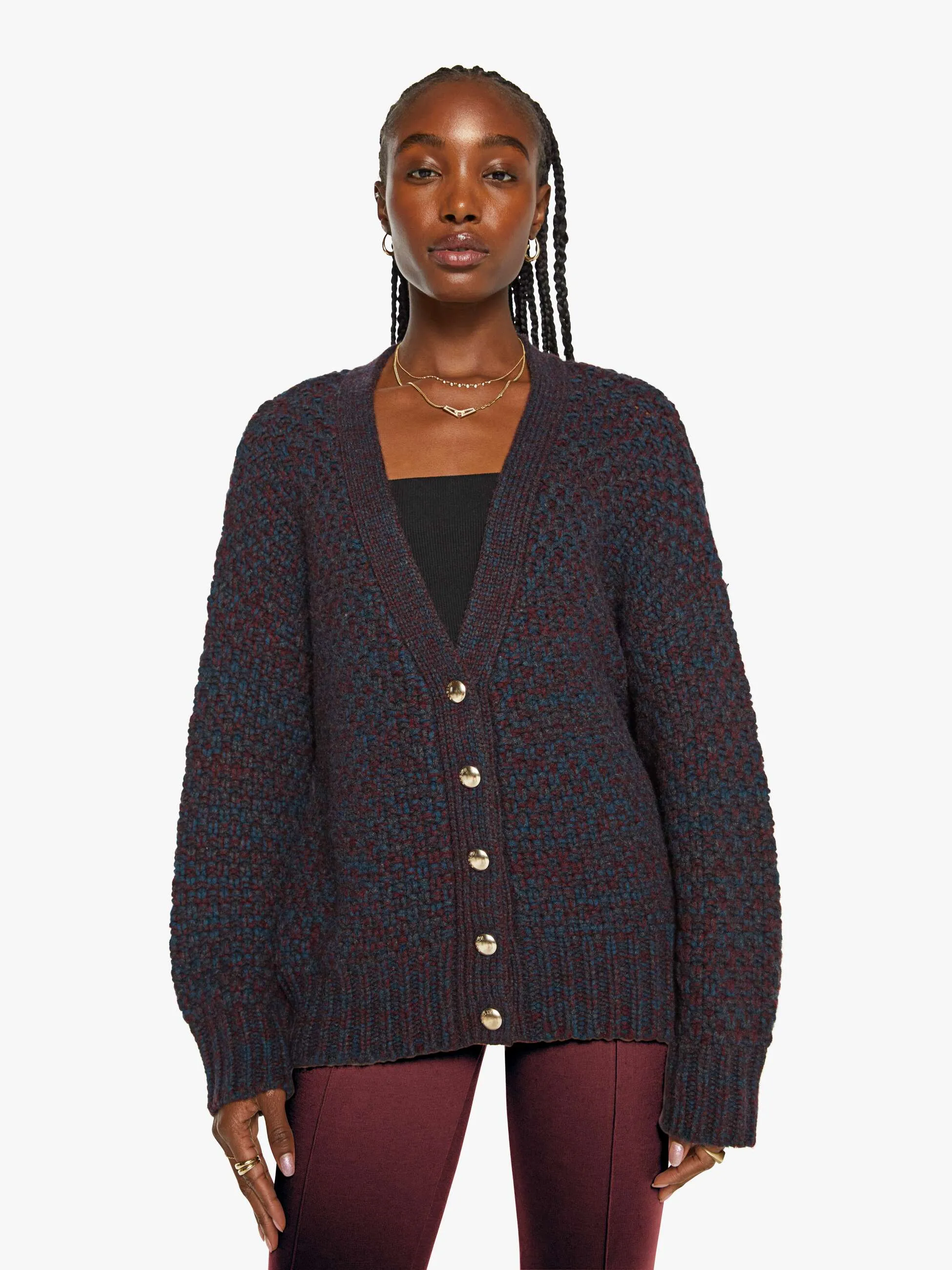SABLYN Tischc Slouchy Cardigan - Bordeaux Multi sold by MOTHER