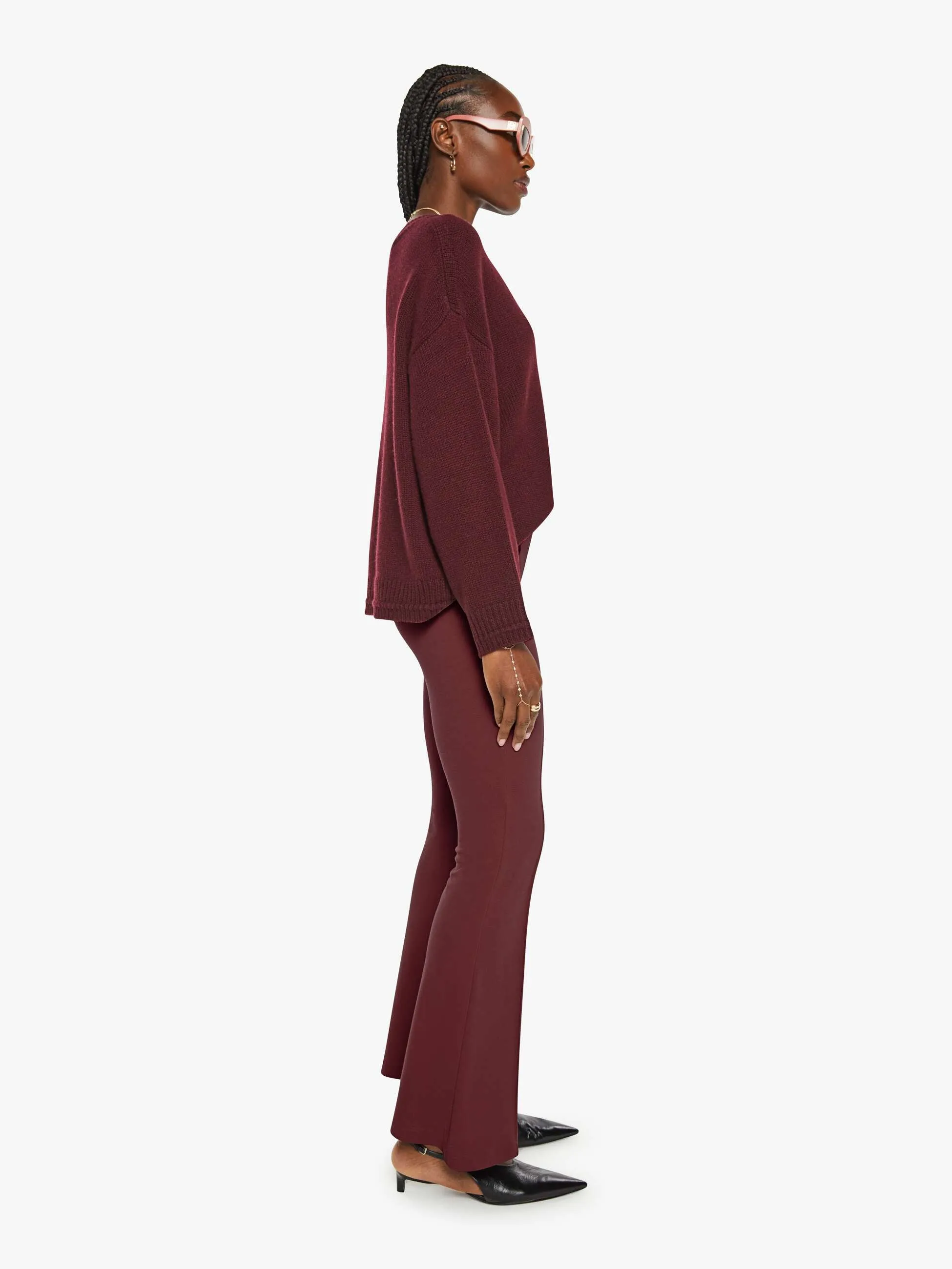 SABLYN Bailey High Rise Pintuck Flare - Bordeaux sold by MOTHER product image thumbnail 2