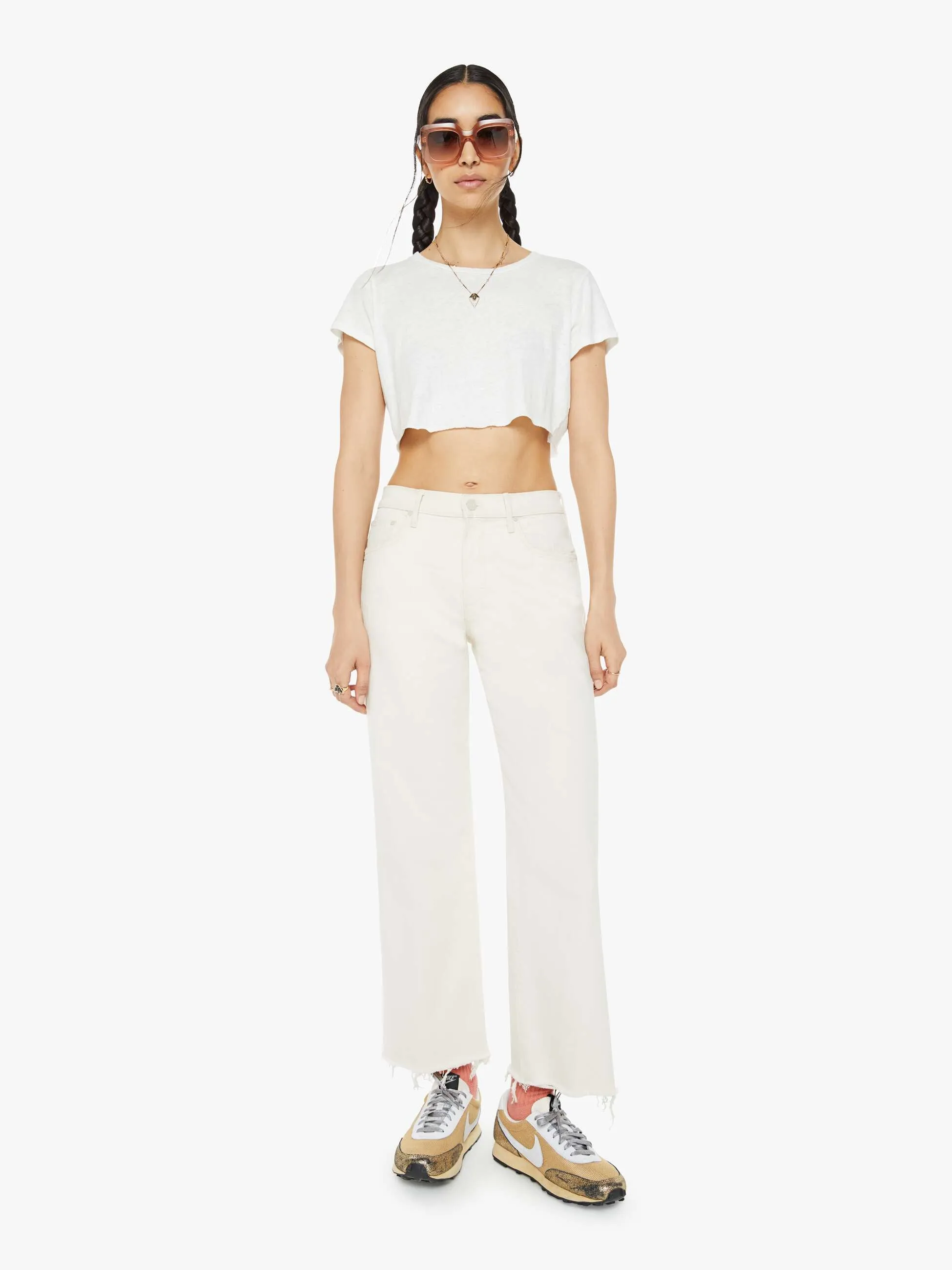 The Mid Rise Maven Ankle Fray - Act Natural sold by MOTHER