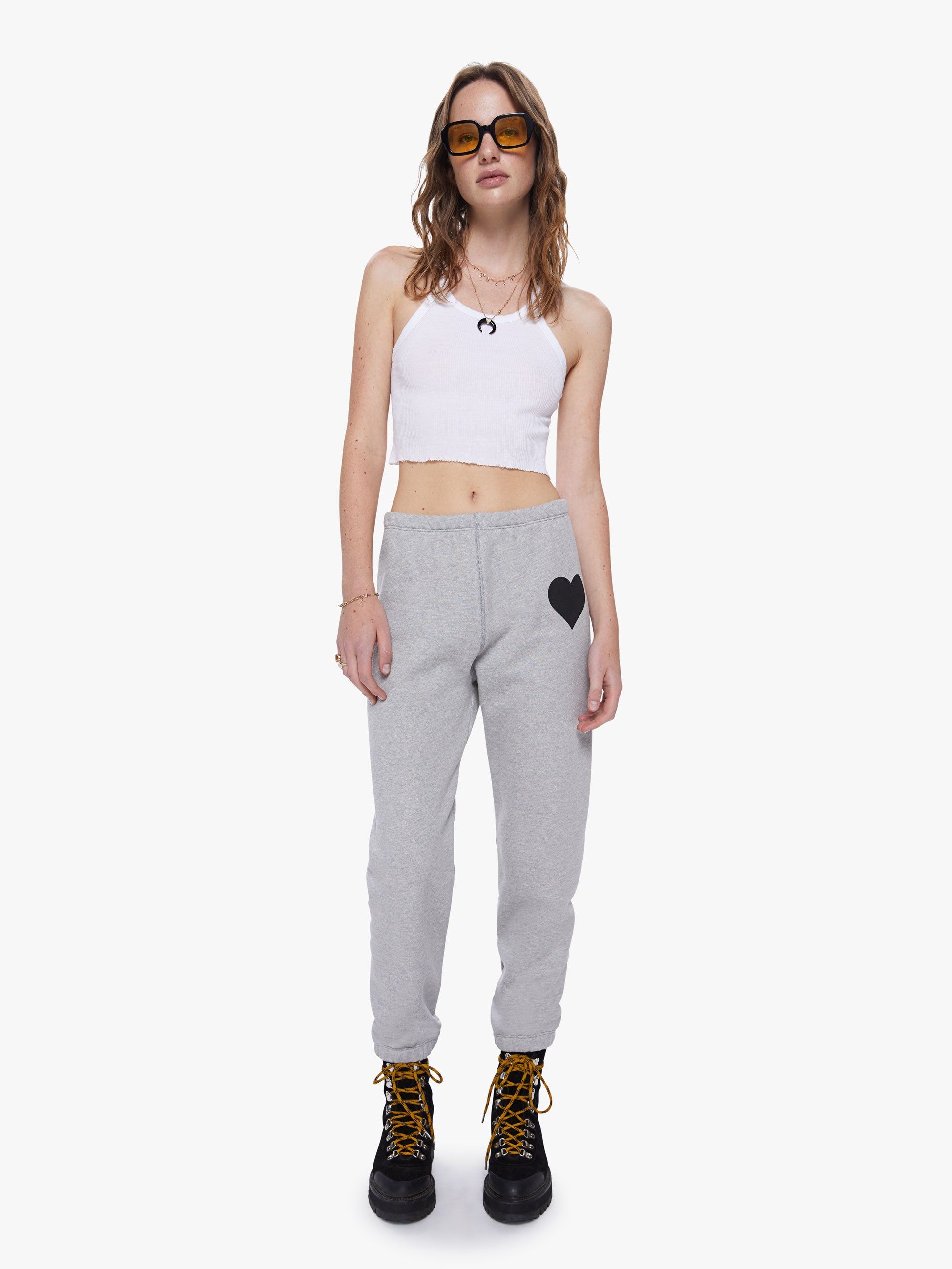 SPRWMN Heart Sweatpants - Heather Grey sold by MOTHER product image thumbnail 2