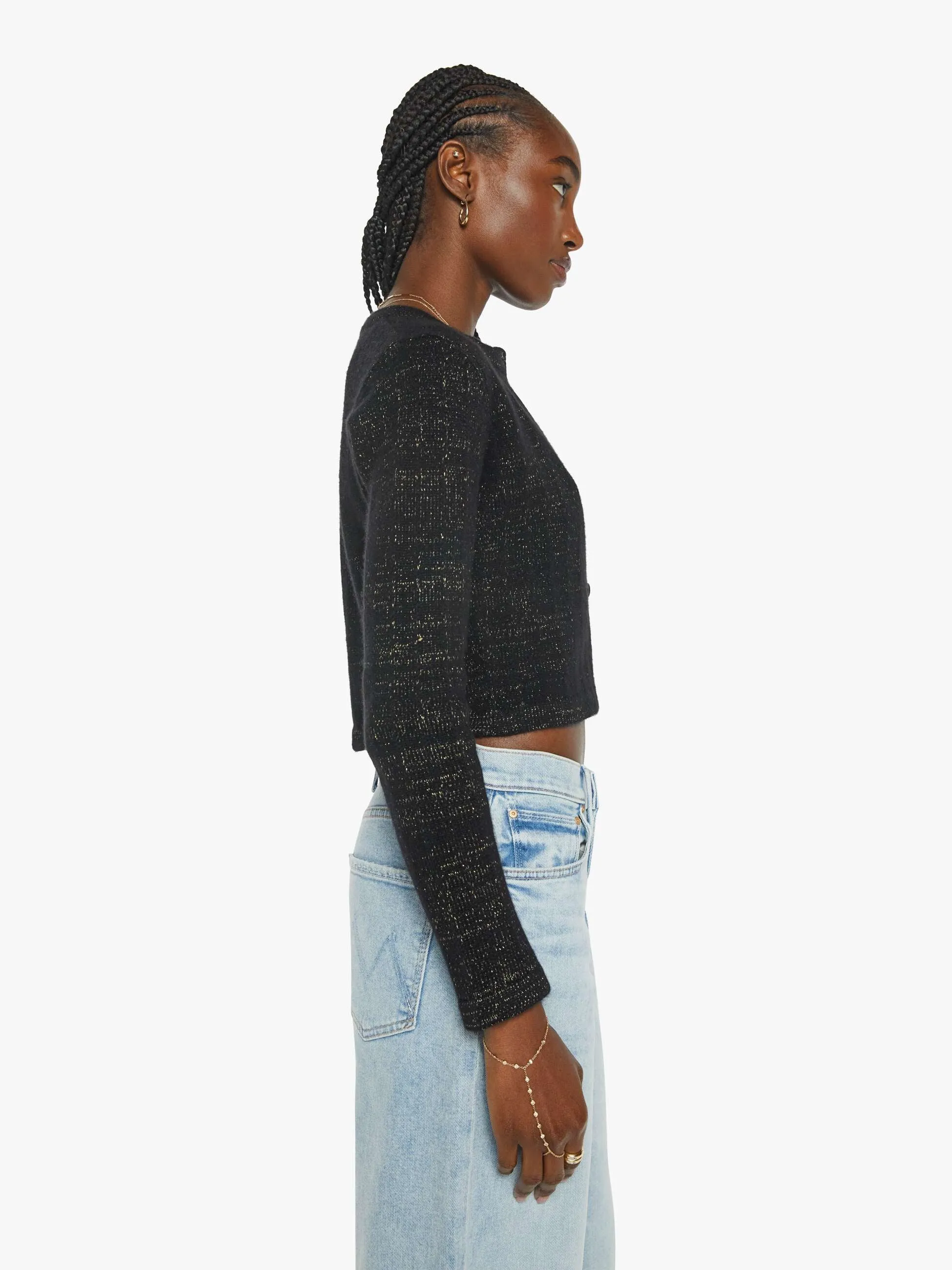 SPRWMN Shrunken Raglan Cardigan - Black Gold sold by MOTHER product image thumbnail 3