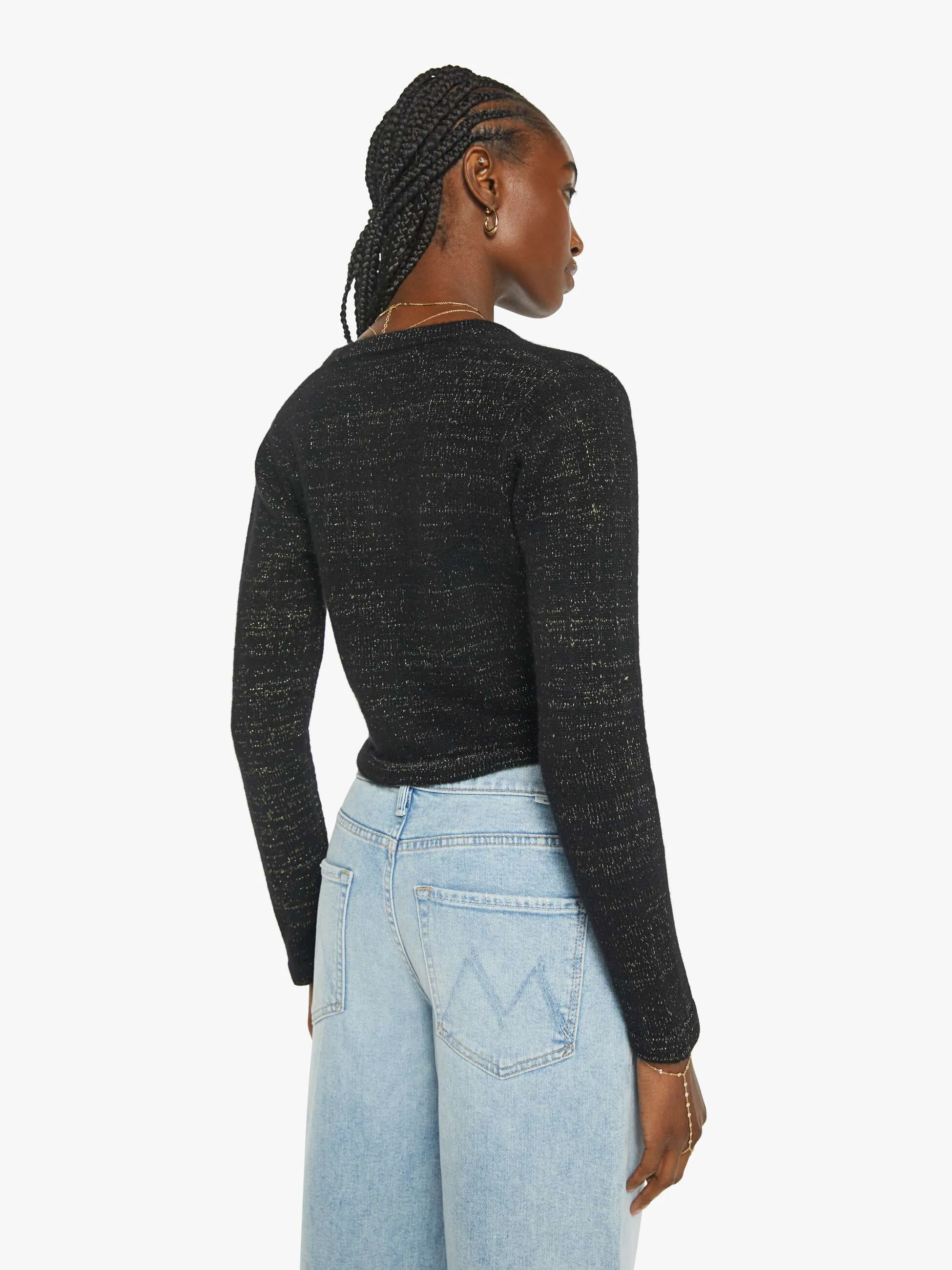 SPRWMN Shrunken Raglan Cardigan - Black Gold sold by MOTHER product image thumbnail 4