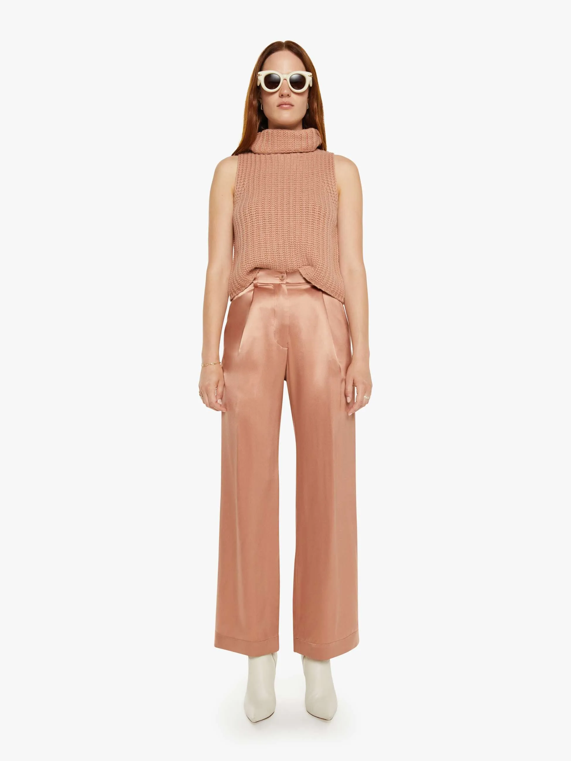 SABLYN Emerson High Rise Pleated Pant - Deep Apricot sold by MOTHER product image thumbnail 2