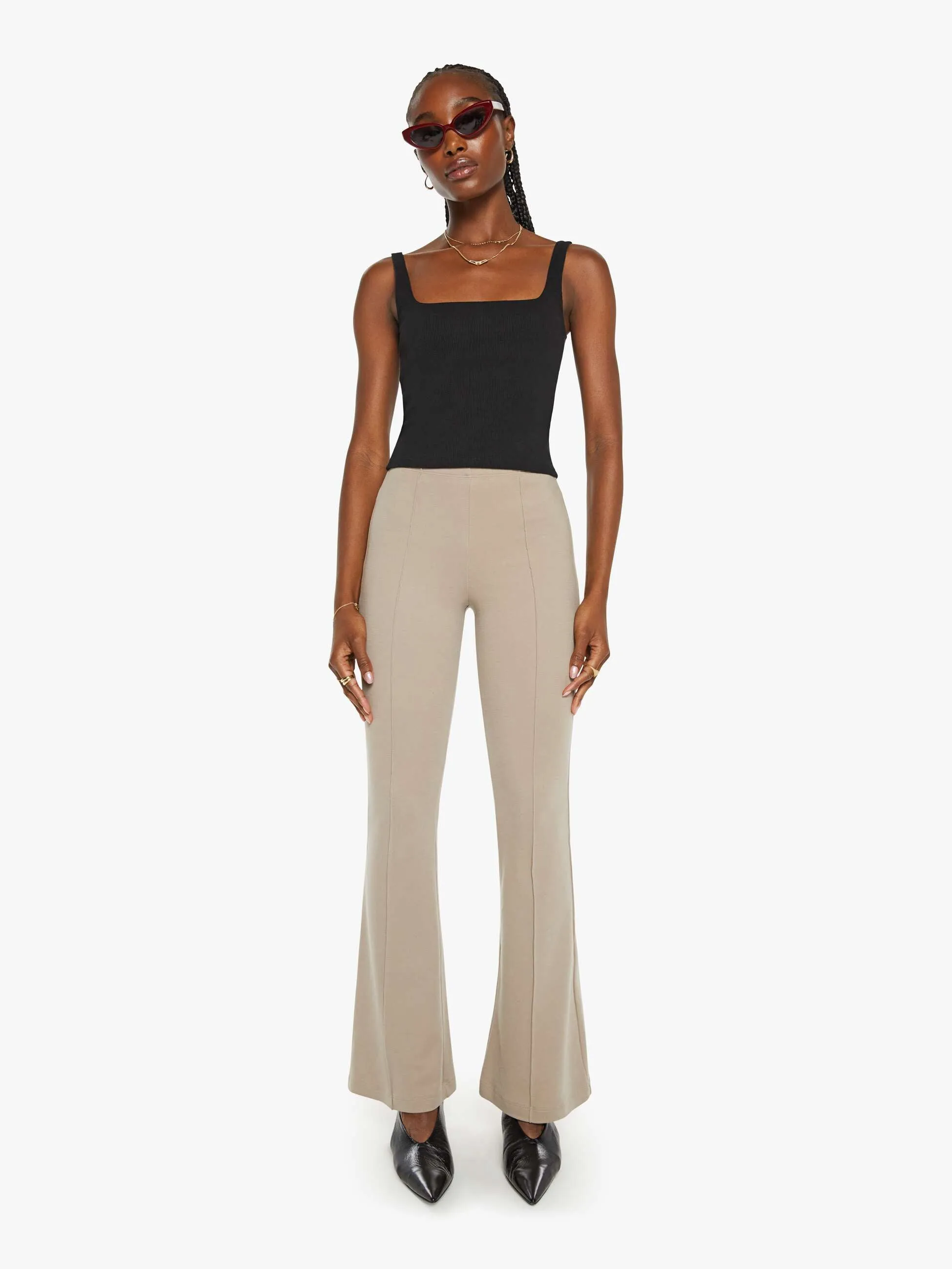 SABLYN Bailey High Rise Pintuck Flare Pant - Eco Gravel sold by MOTHER product image thumbnail 3