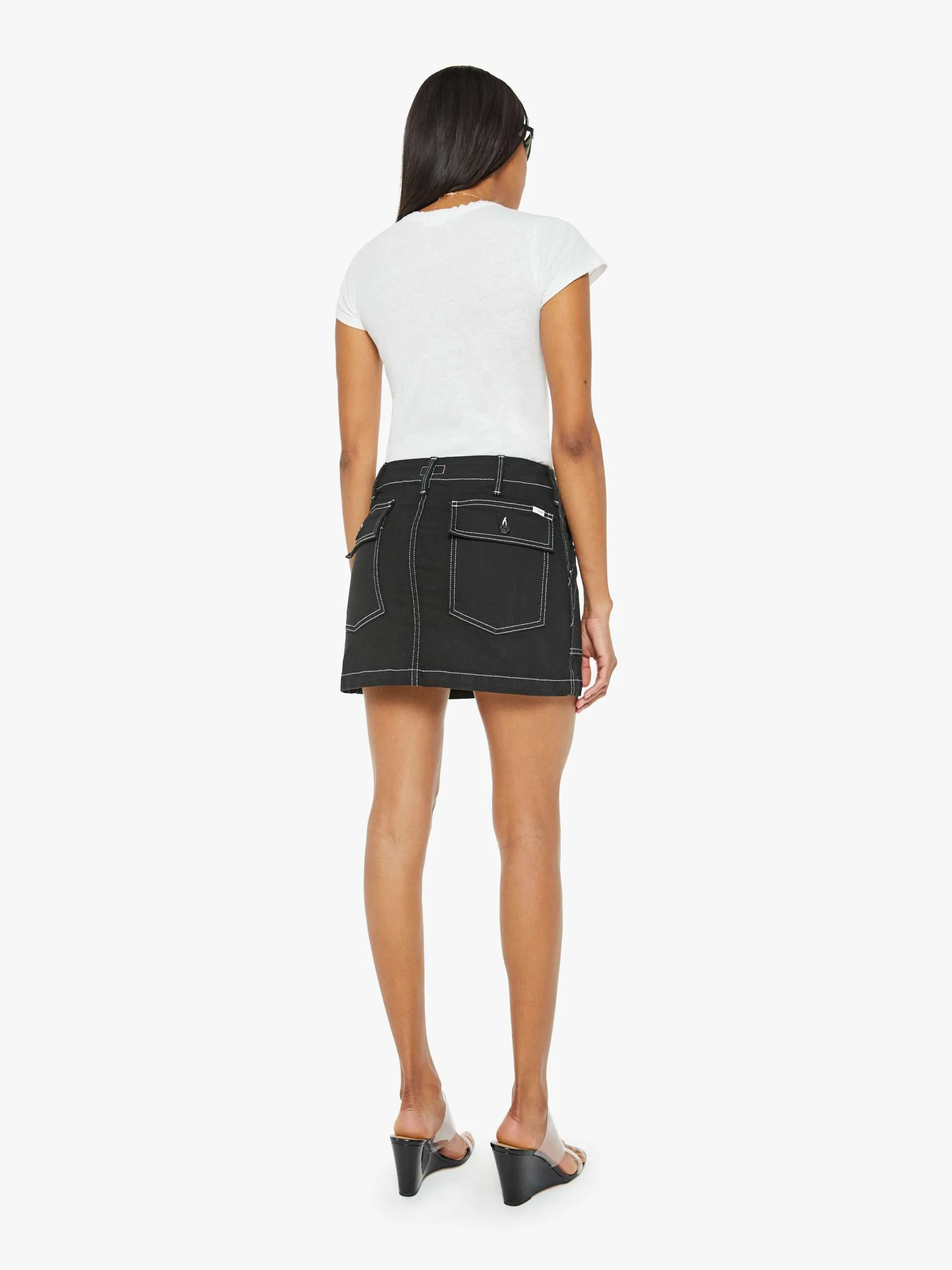 The Private Mini Skirt - White Lines sold by MOTHER product image thumbnail 4