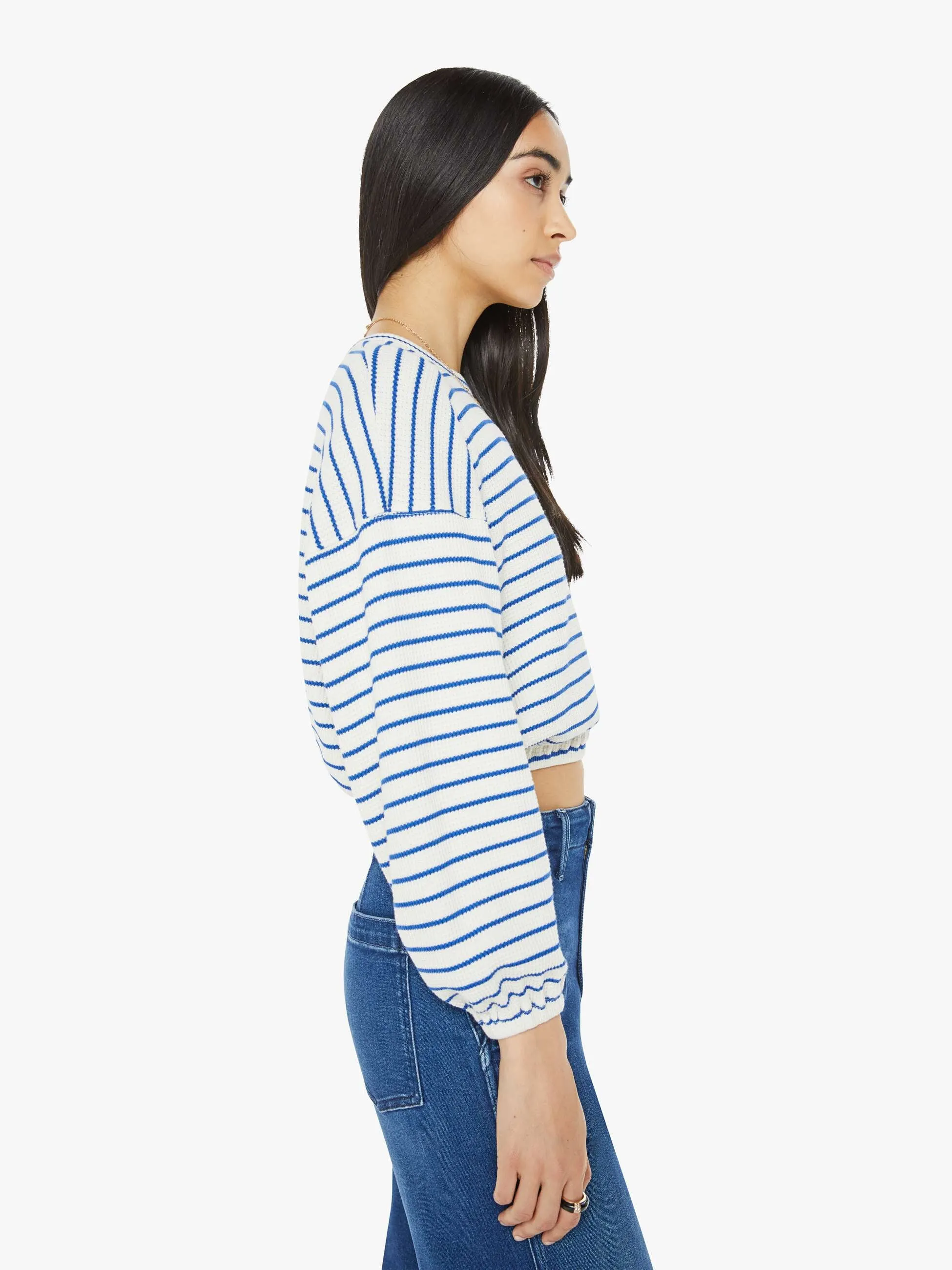 The L/S Swipe Crop - Cream And Blue sold by MOTHER product image thumbnail 3