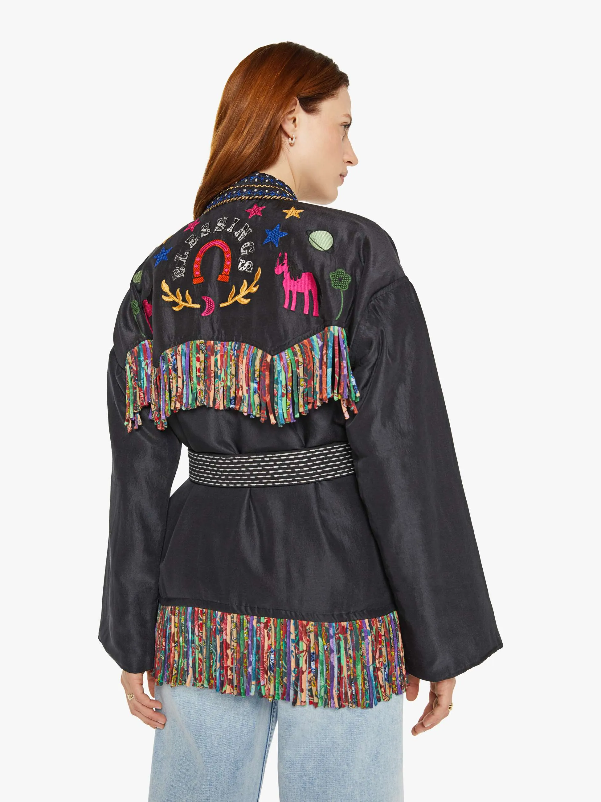 Monoki Rodeo Silk Kimono - Black sold by MOTHER product image thumbnail 4