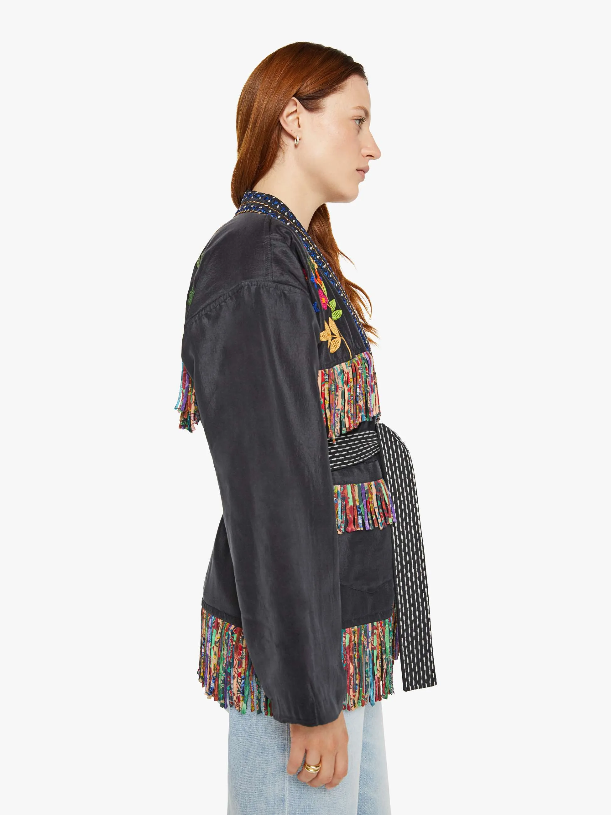 Monoki Rodeo Silk Kimono - Black sold by MOTHER product image thumbnail 3